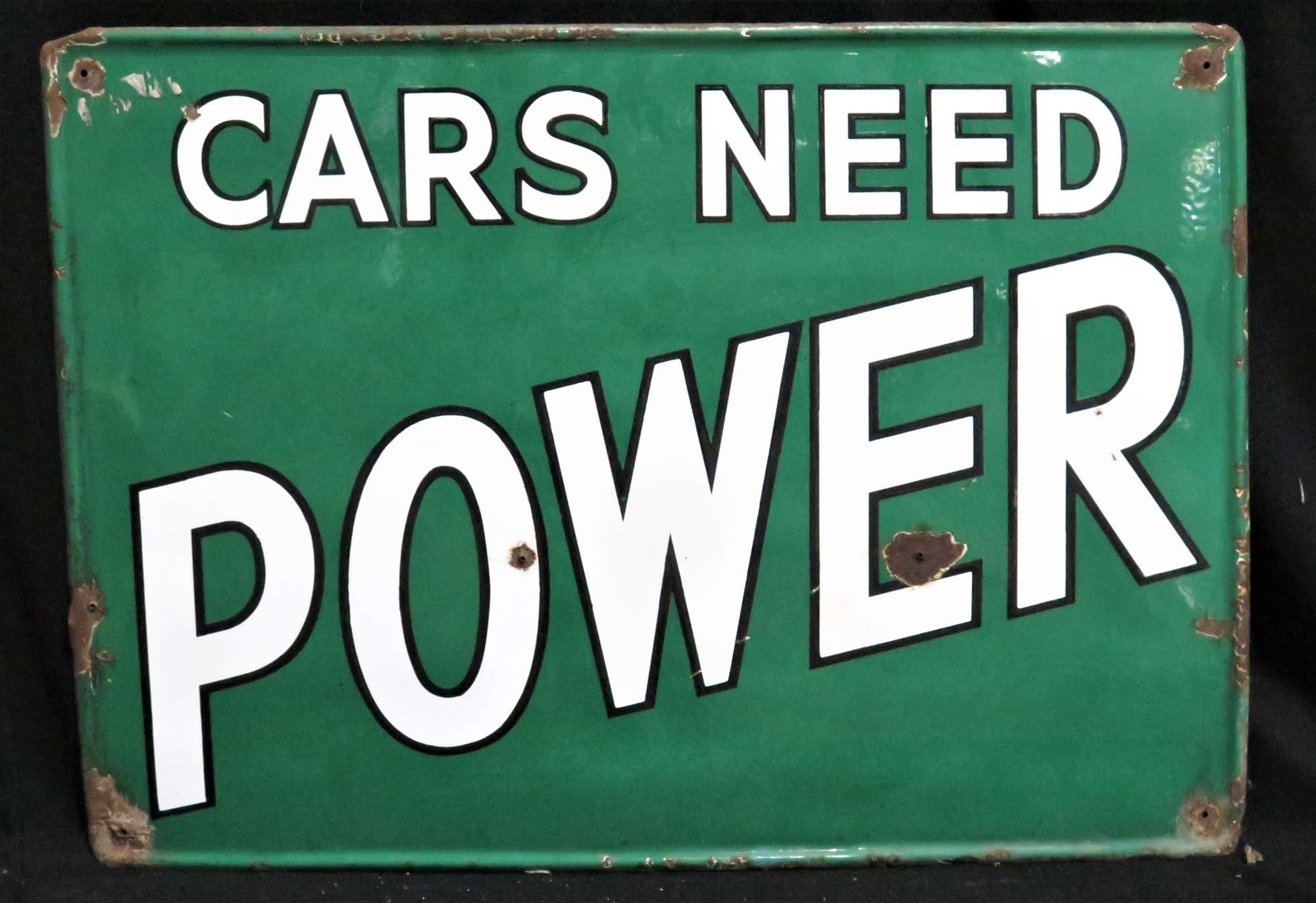 Original Cars Need Power Enamelled Steel Sign-Sold