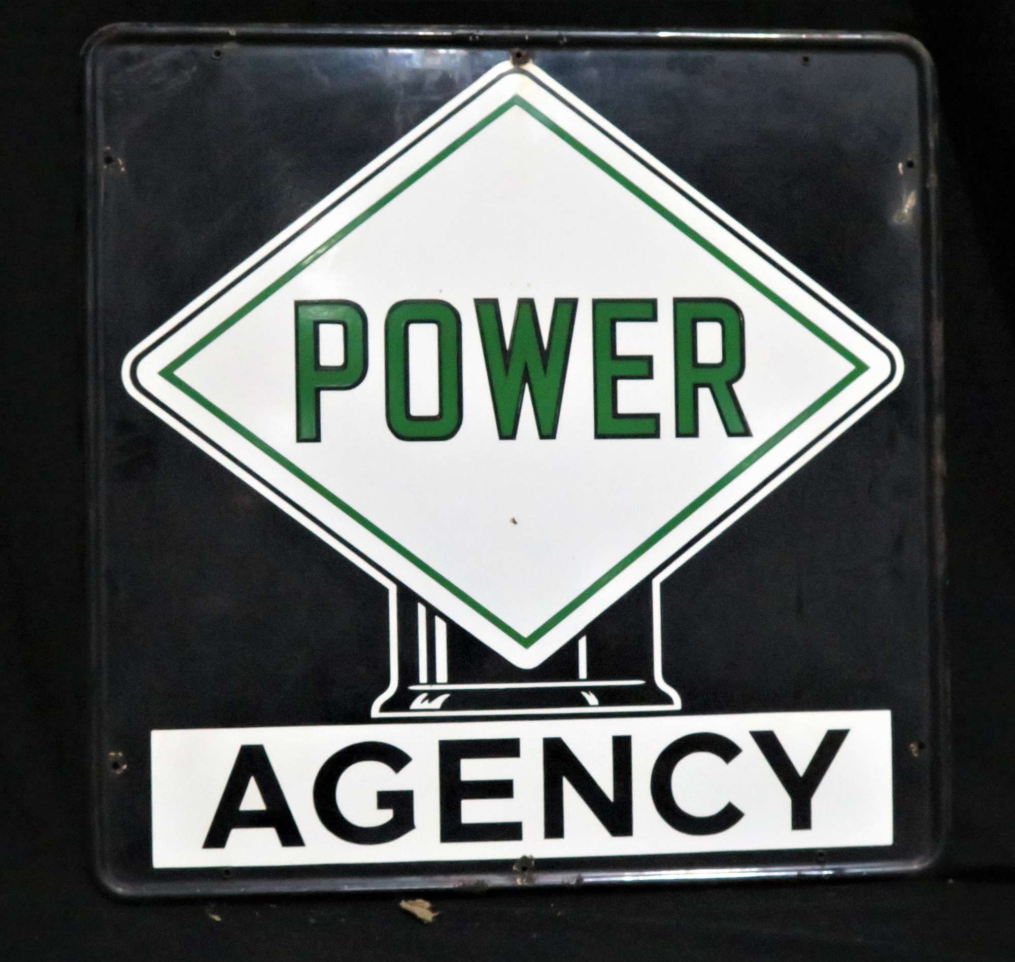 Original Power Agency Enamelled Steel Sign-Sold