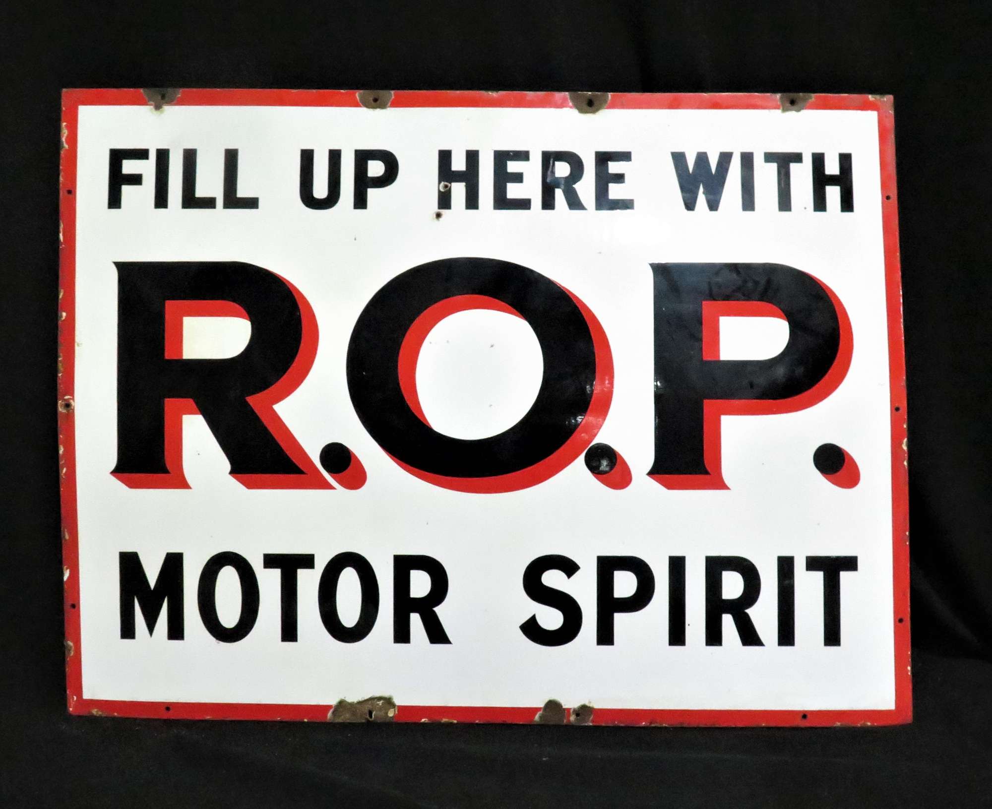 Original ROP Motor Spirit Enamelled Steel Sign-Sold