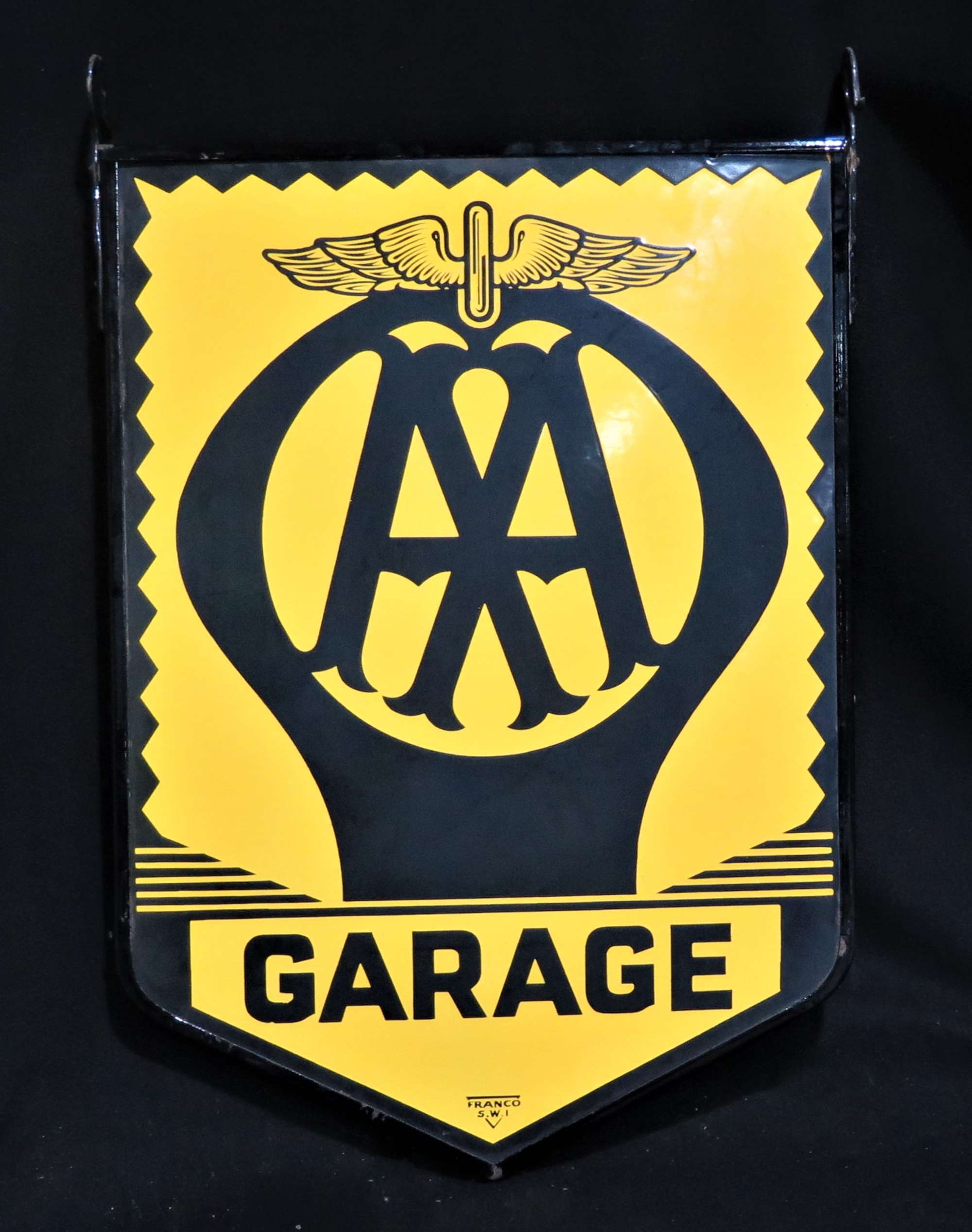 Original Double-Sided AA Hotel Garage Enamelled Steel Sign-Sold