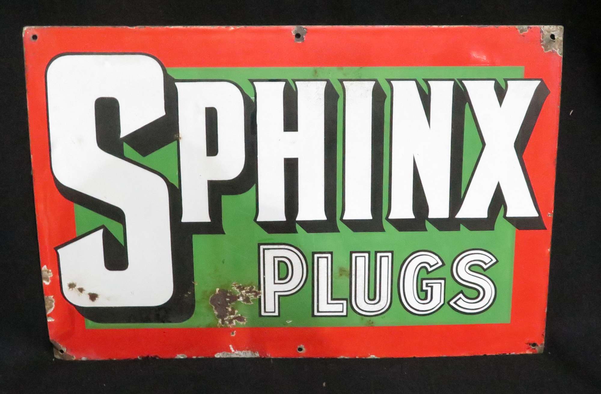 Original Sphinx Plugs Enamelled Steel Sign-Sold