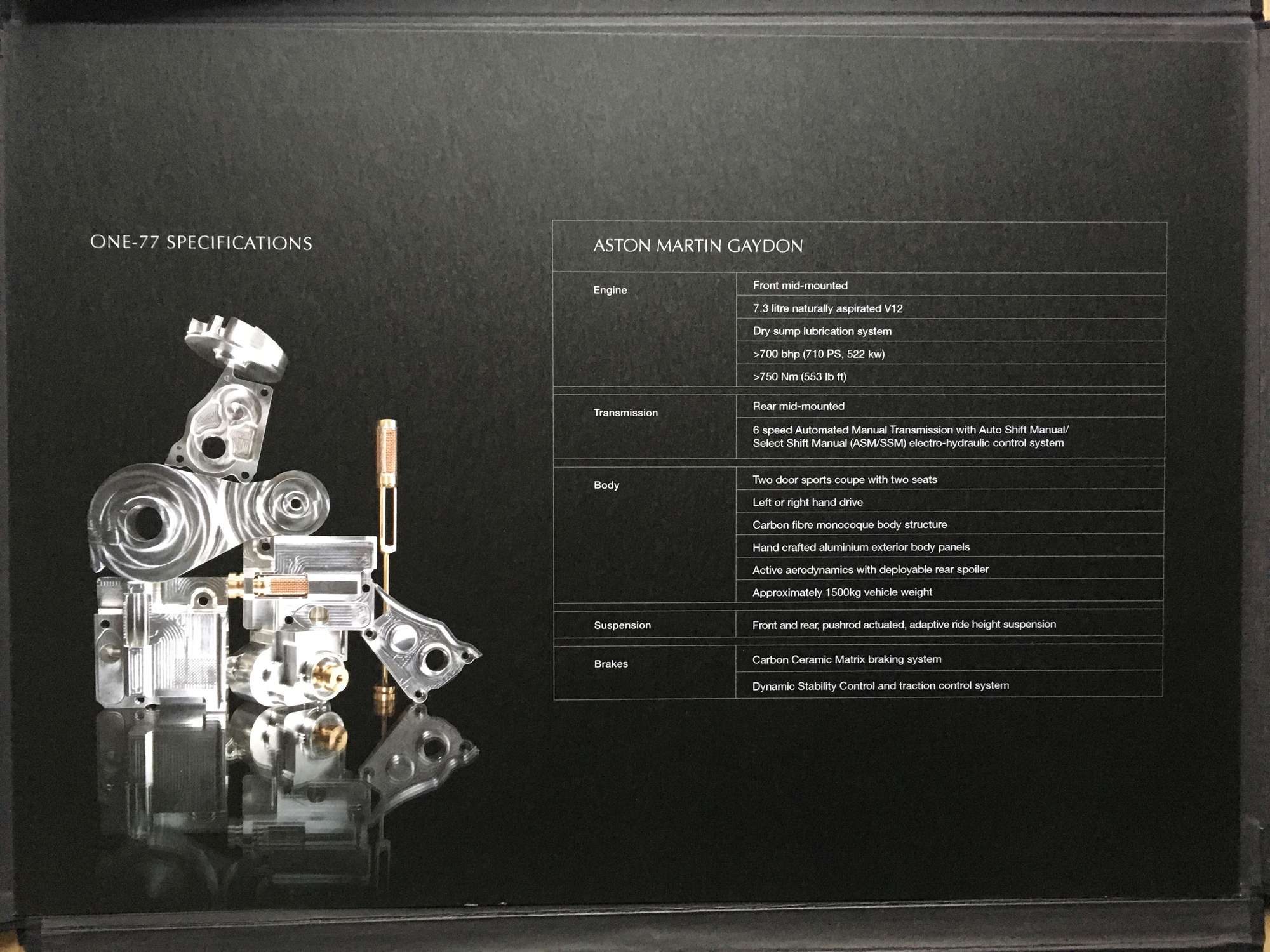Aston Martin One-77 Preview Brochure-Sold
