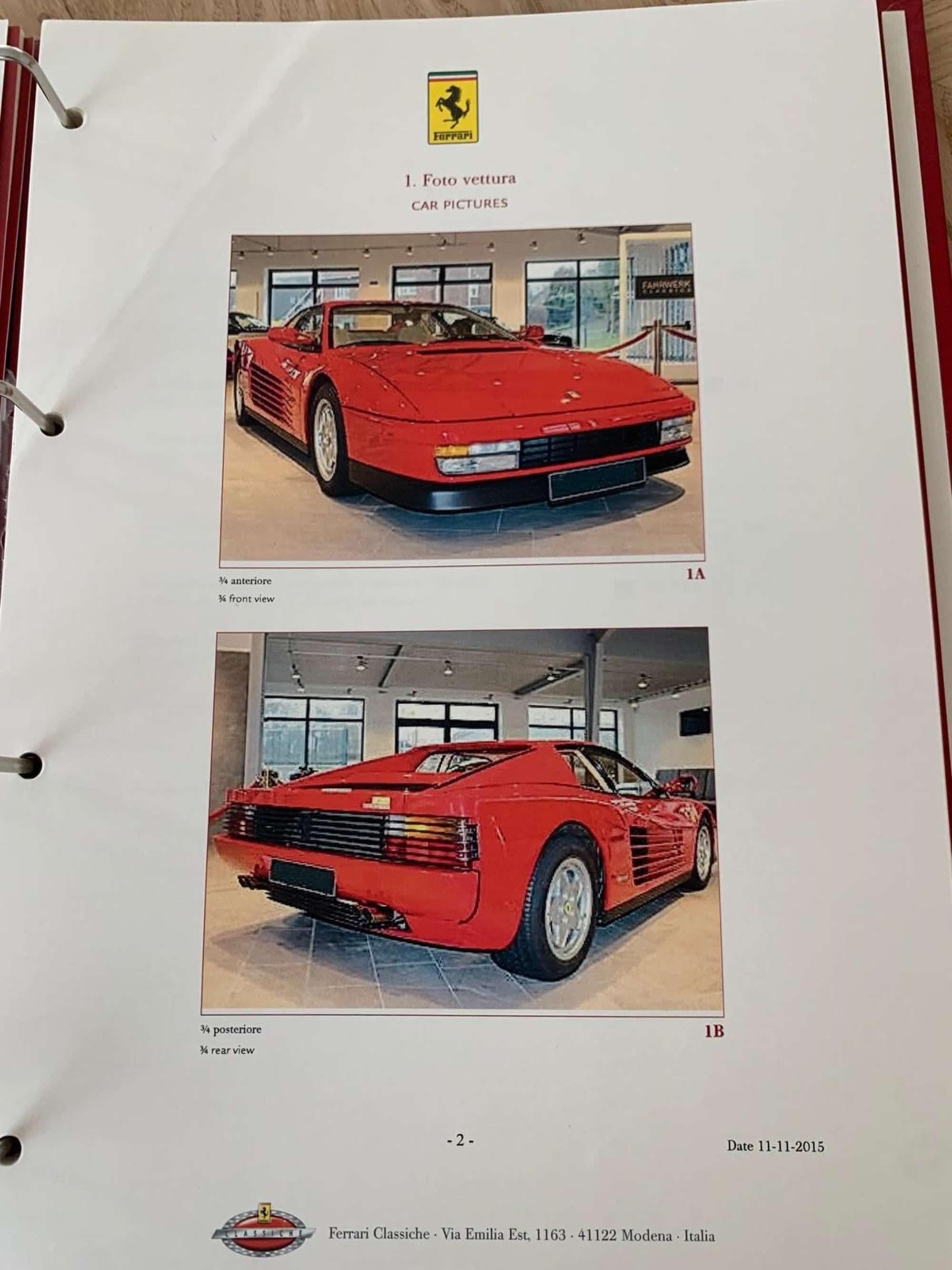 1991 Ferrari Testarossa - 1,829 Kilometres From New & Classi-Auction Lot