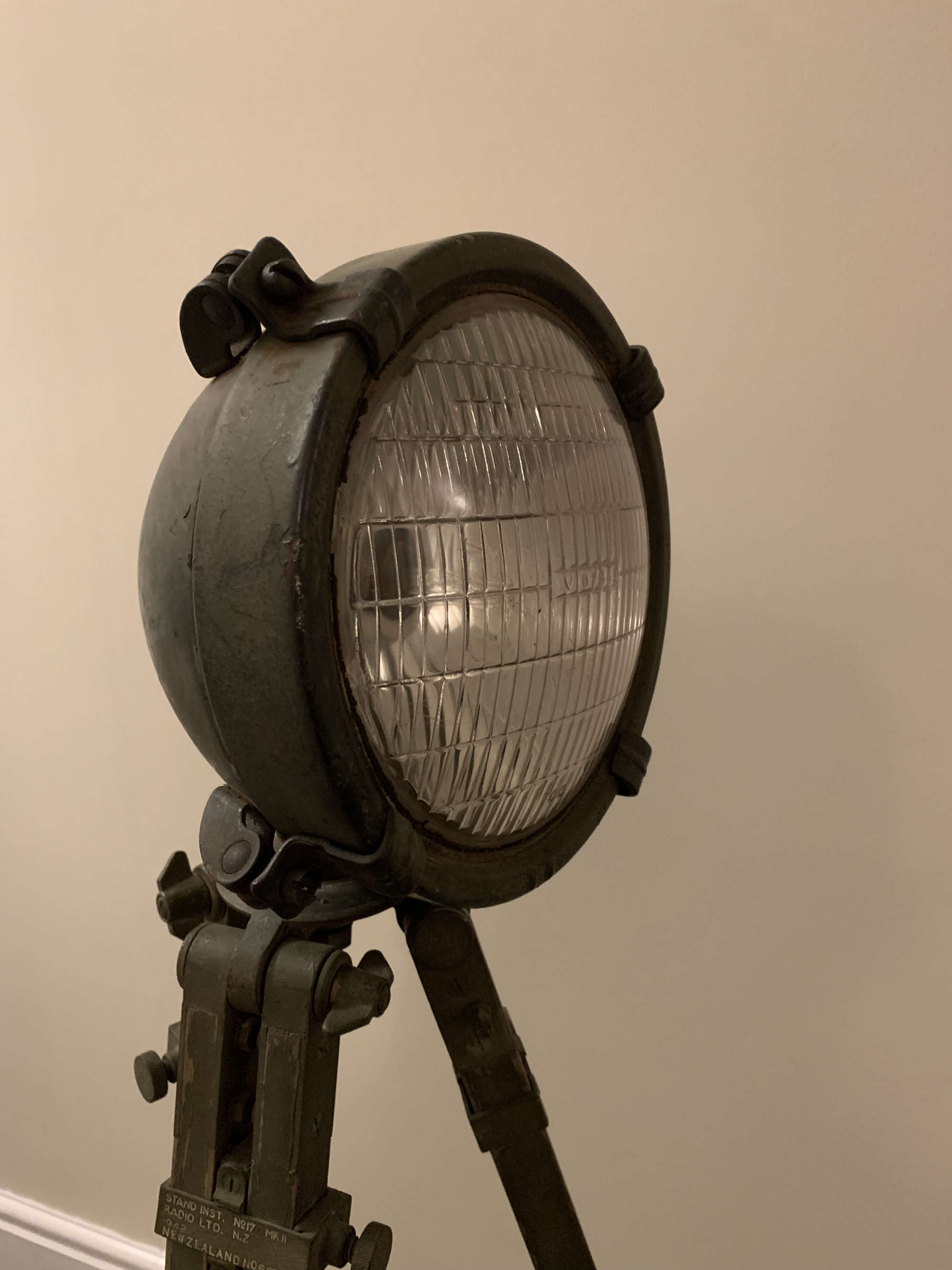 Chieftain Tank Headlight on a WWII Tripod-Sold