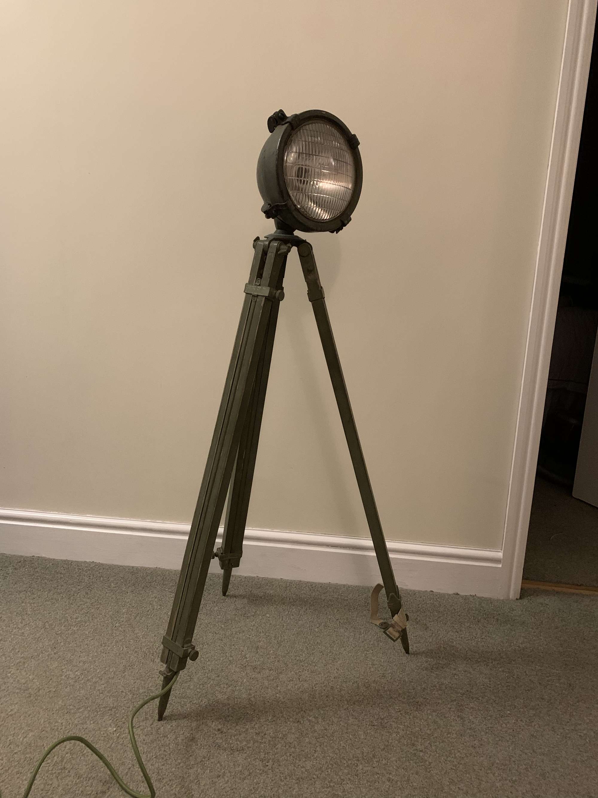 Chieftain Tank Headlight on a WWII Tripod-Sold