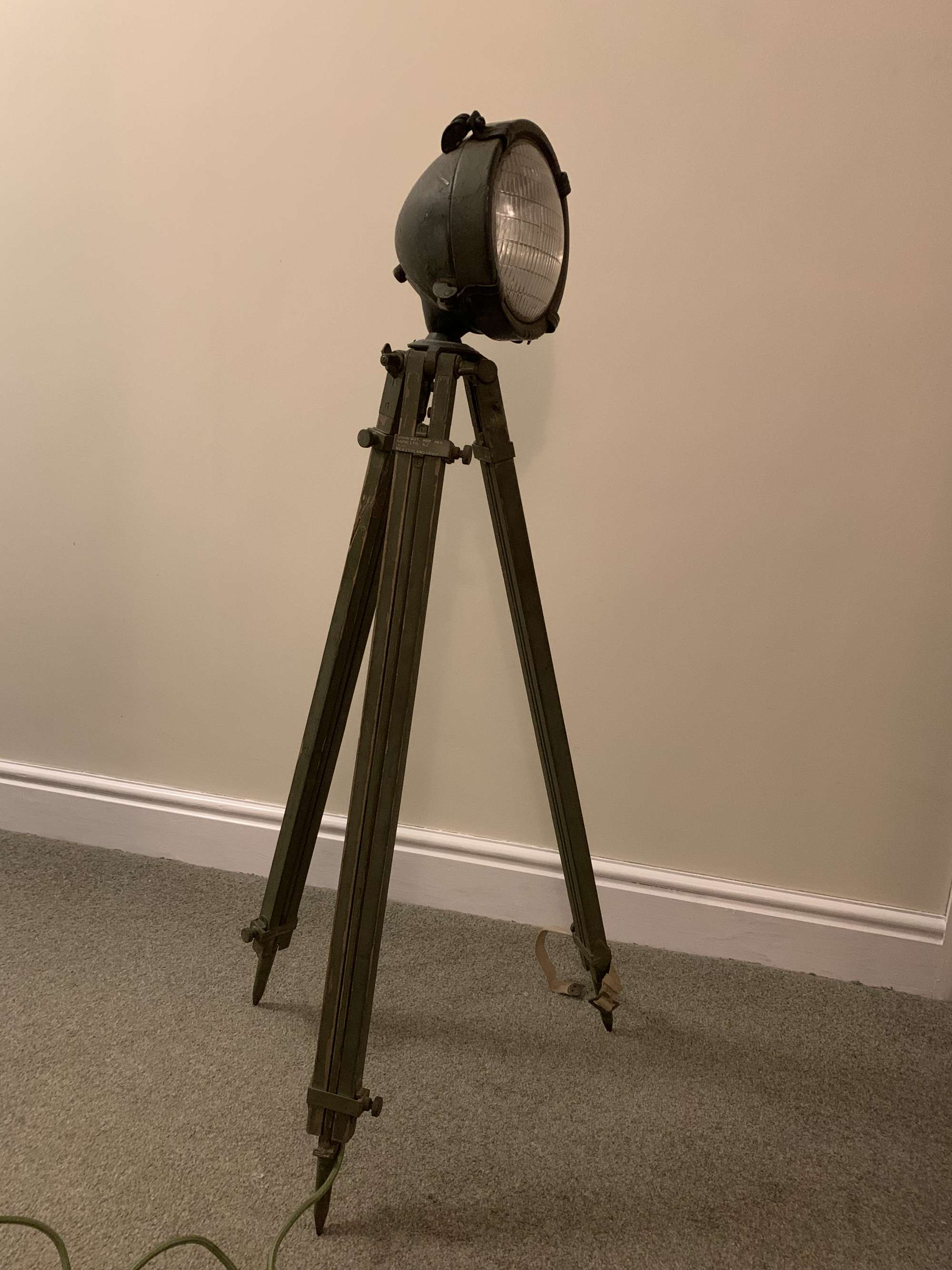 Chieftain Tank Headlight on a WWII Tripod-Sold