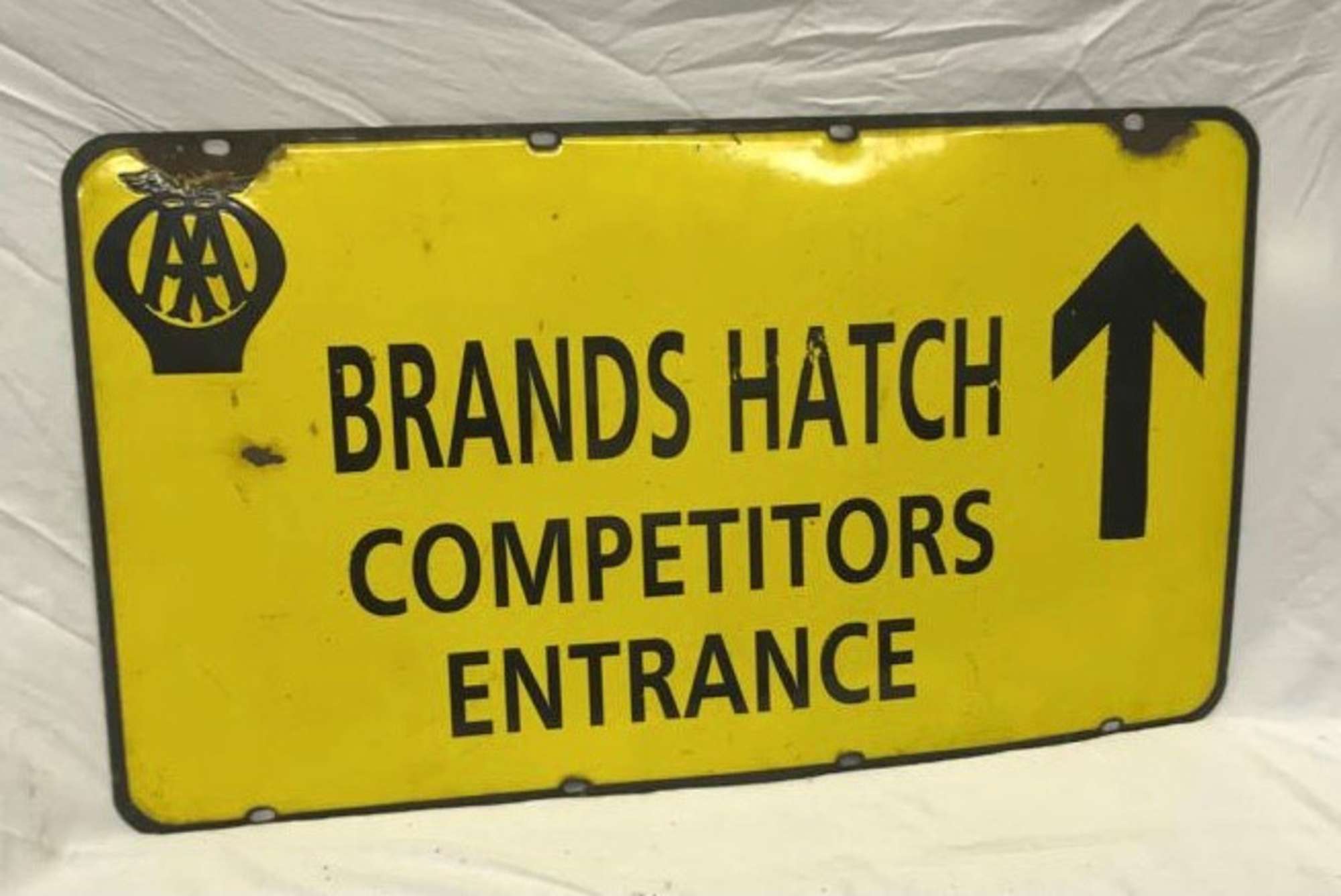 An original AA 'Brands Hatch Competitors Entrance' enamelled-Sold