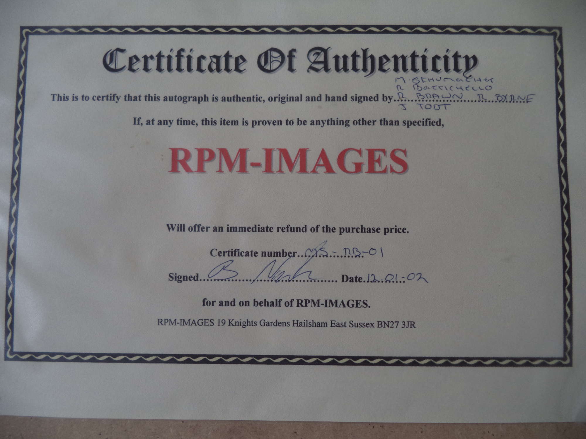 Ferrari 2001 - Multi-Signed 'Production'  -Sold