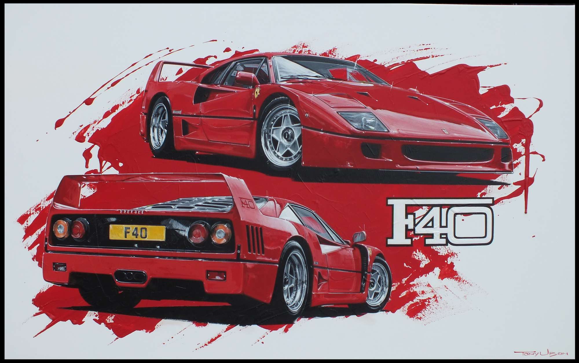 'Ferrari F40' - Oiginal Acrylic On Canvas by Tony Upson-Sold
