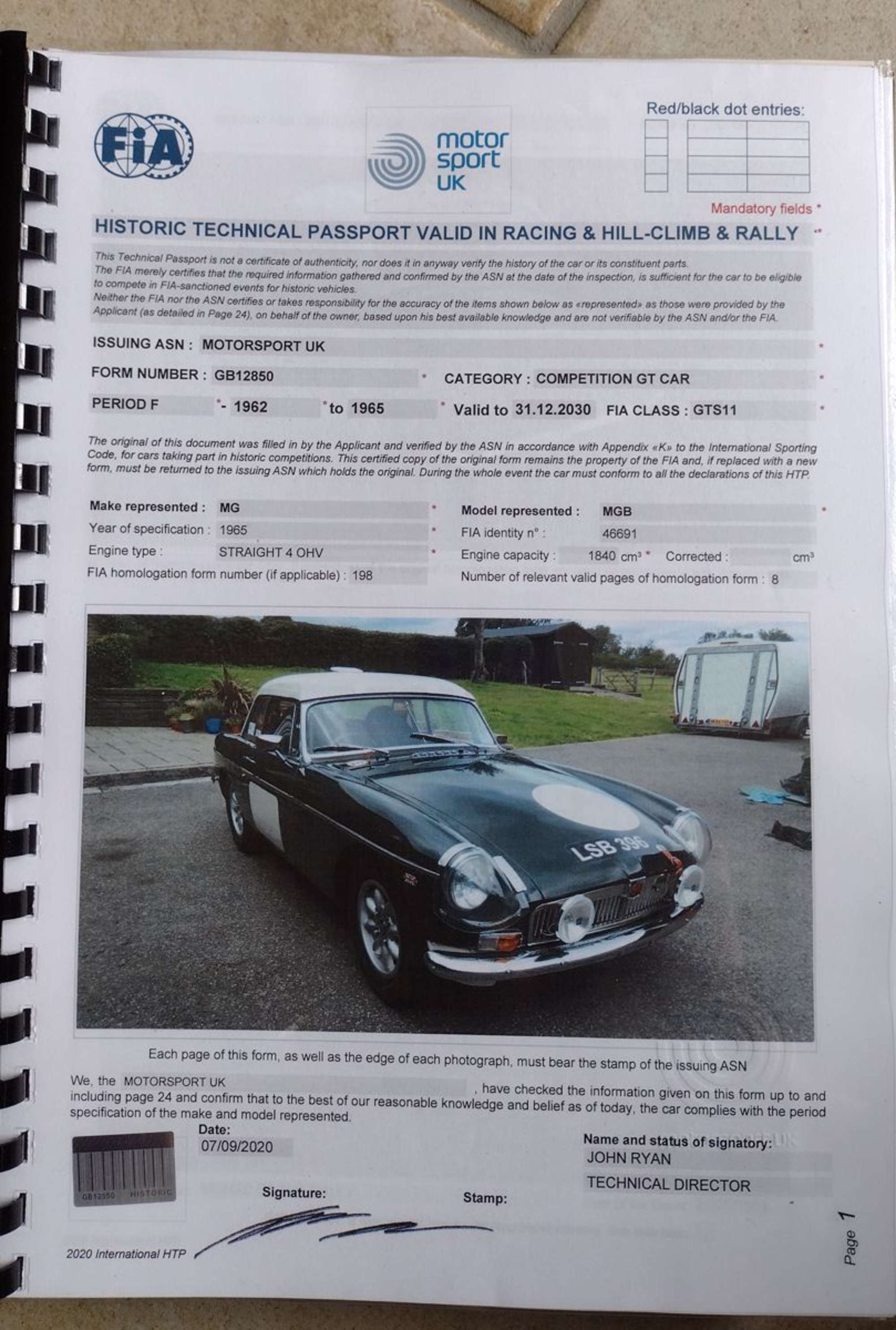 1964 MGB Roadster FIA /HTP-Sold