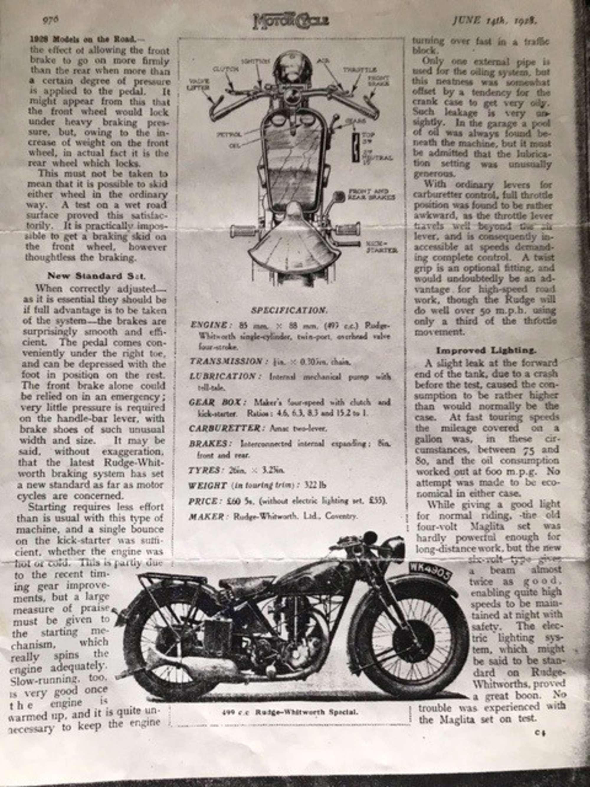 1928 Rudge 500 'Special' 4-Valve 500cc-Sold