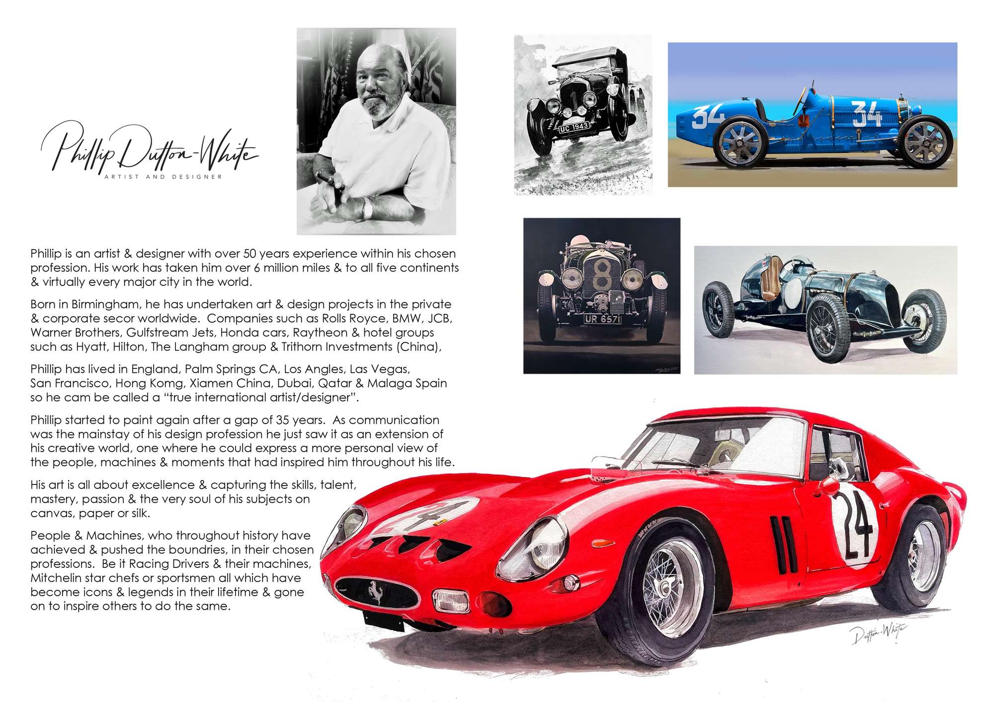 Alfa Romeo 12C watercolour by Phillip Dutton-White-Sold