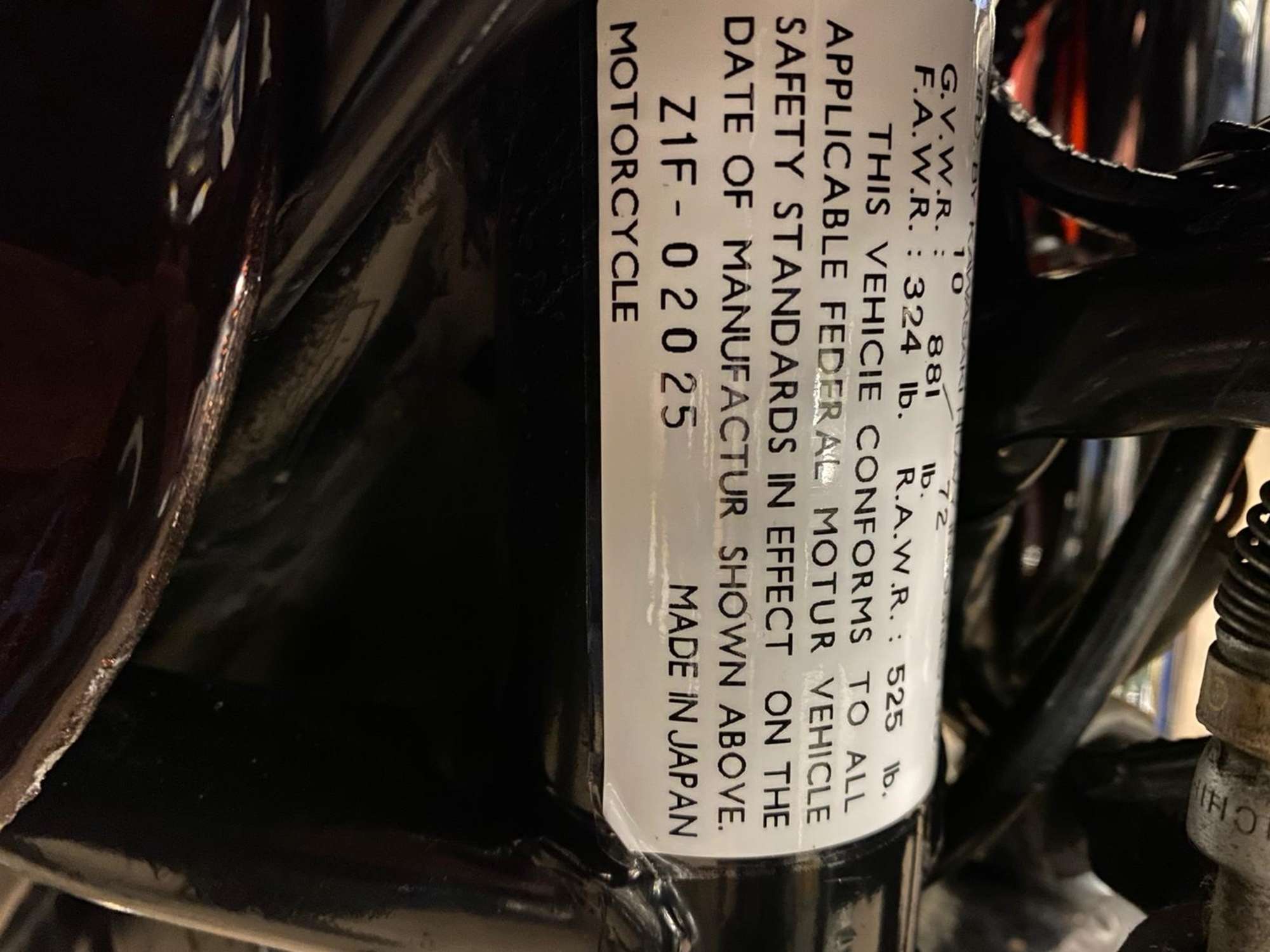 1972 Kawasaki Z1 903cc-Auction Lot