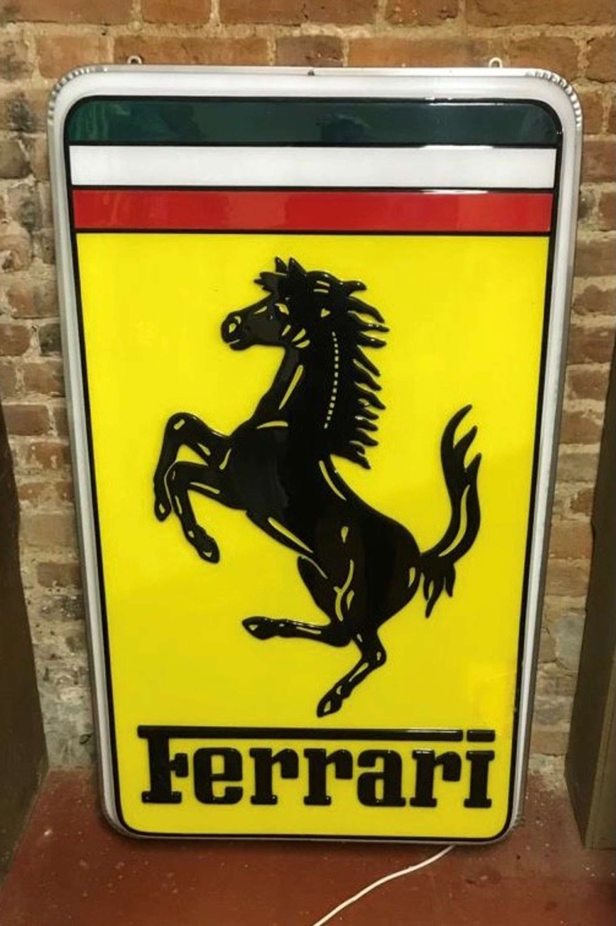A superb, original Ferrari dealership illuminated hanging wa-Sold