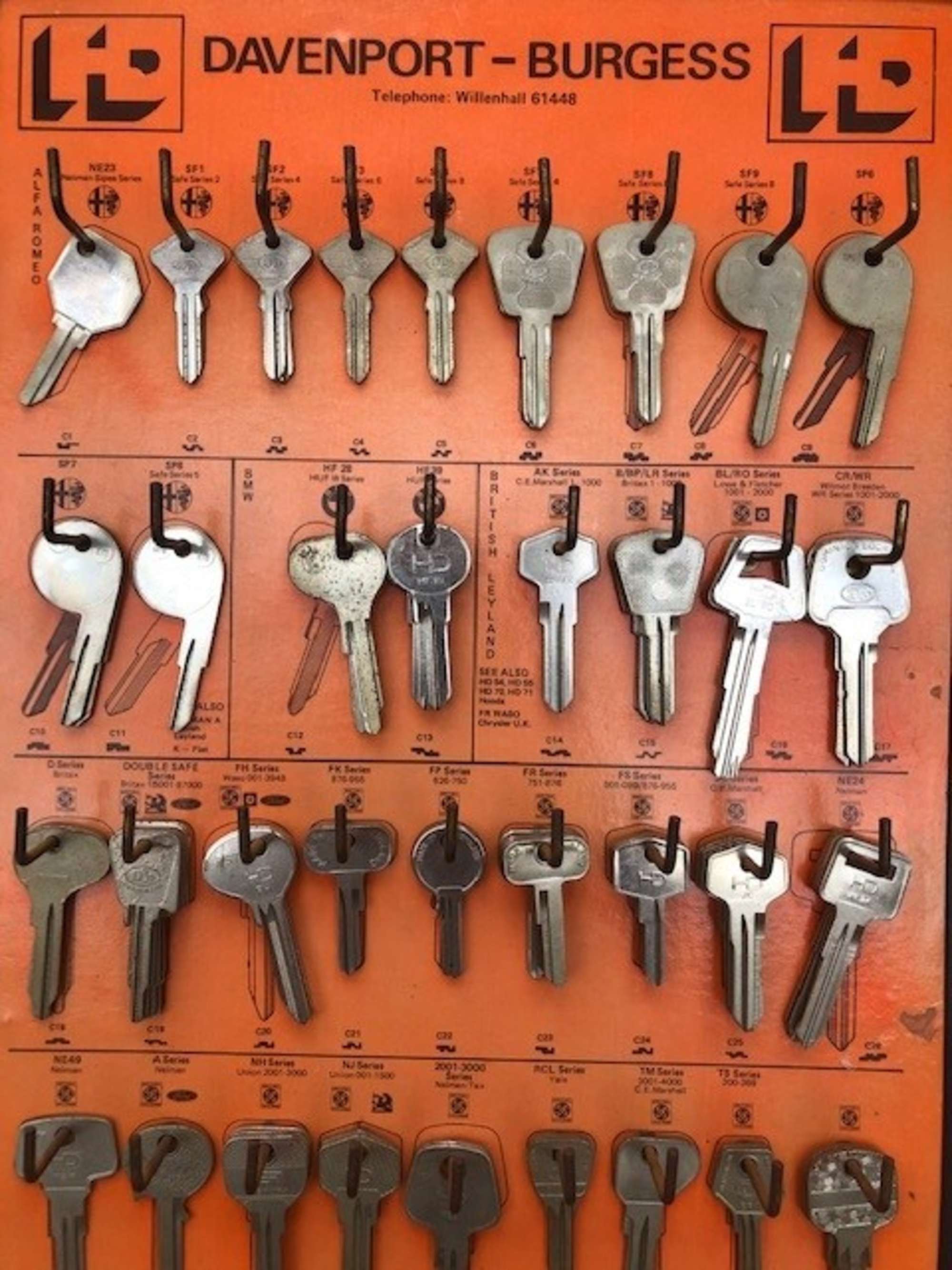 A rare pair of original Davenport Burgess automotive blank k-Sold