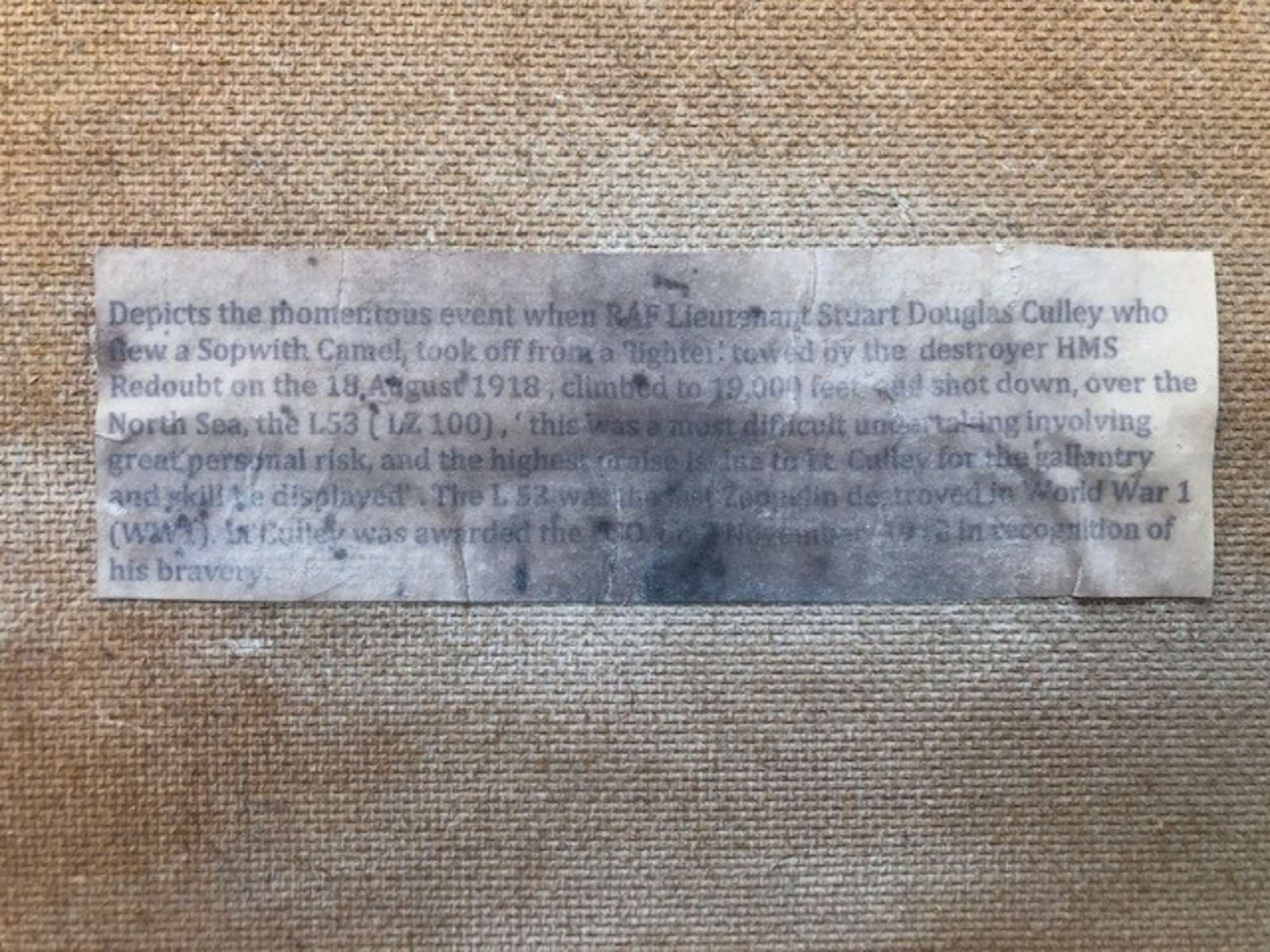 Sopwith Camel biplane attacking the WWI Zeppelin Airship L53-Sold