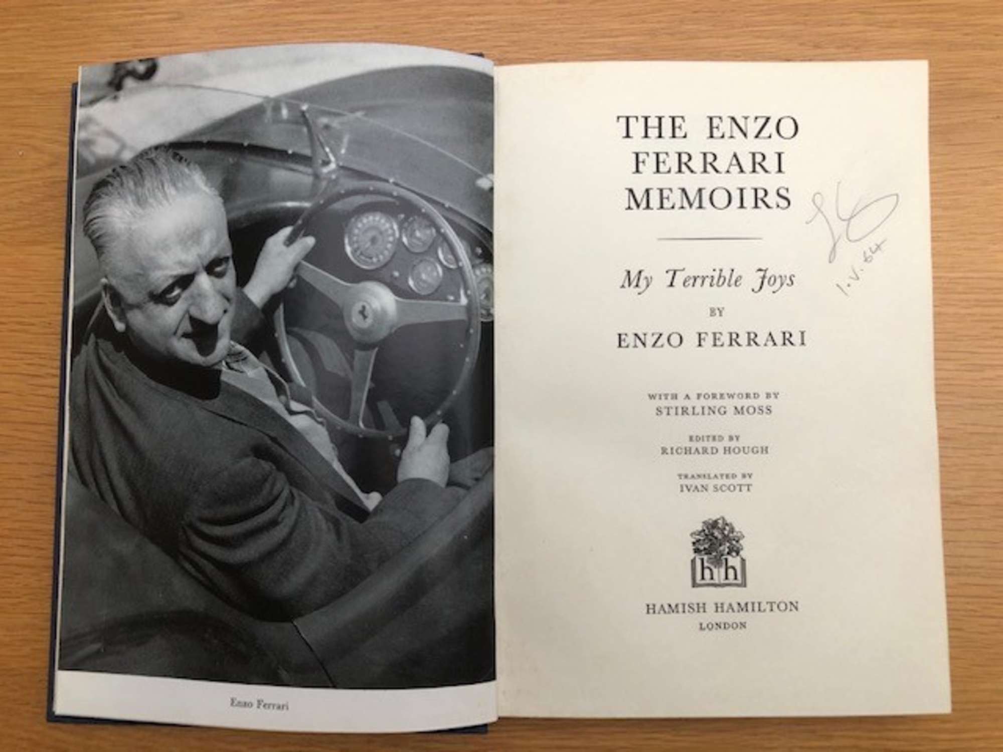 Book; 'My Terrible Joys.' The Enzo Ferrari Memoirs. -Sold