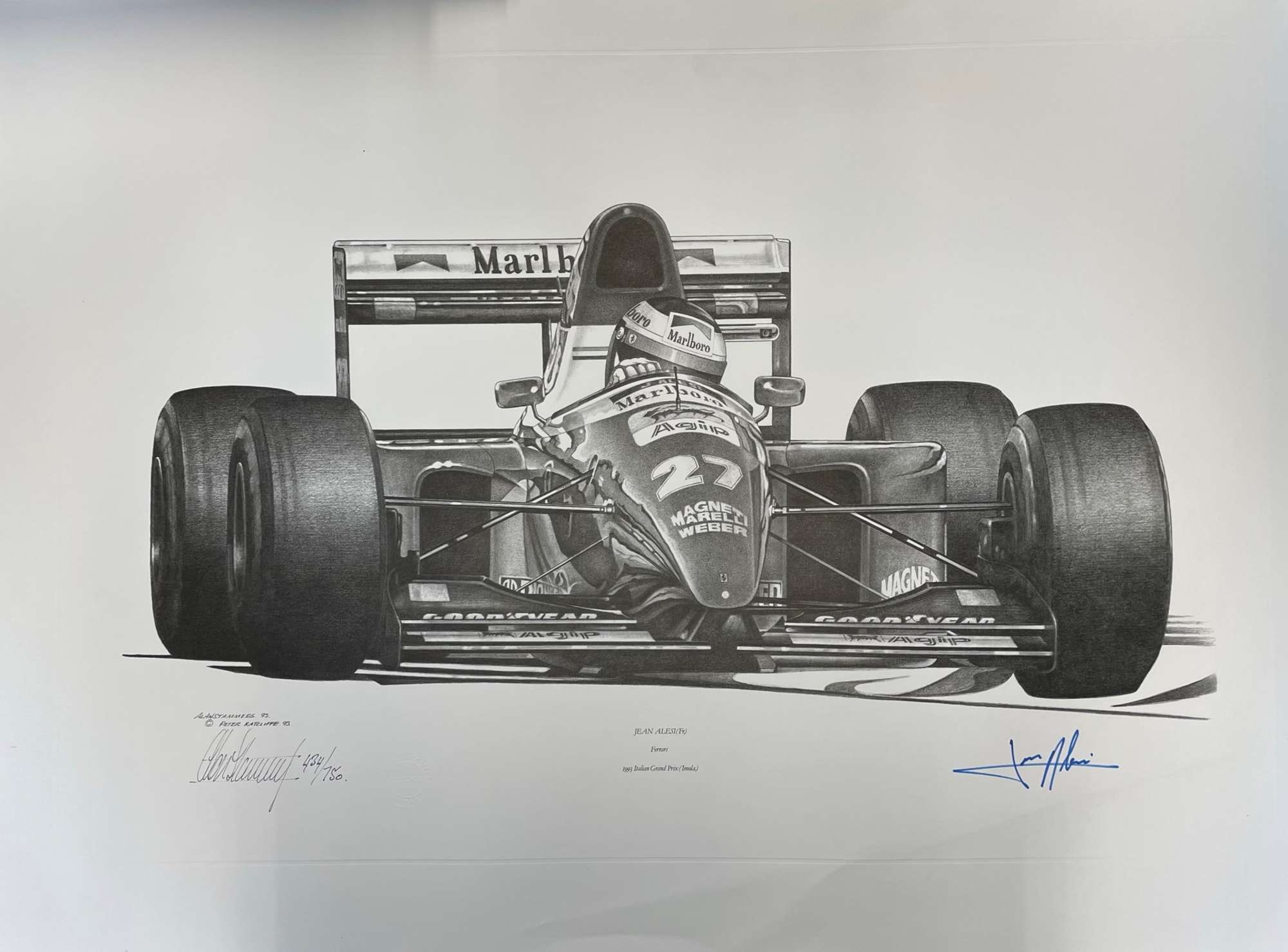Limited Edition Signed Print Depicting Jean Alesi's Ferrari -Sold