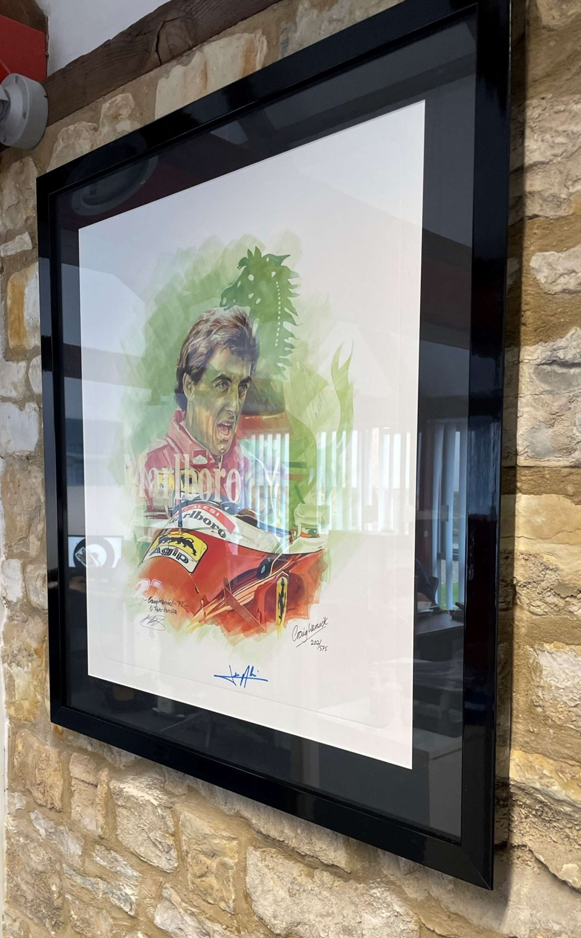 Jean Alesi Framed and Signed Collage Print by Craig Warwick-Auction Lot