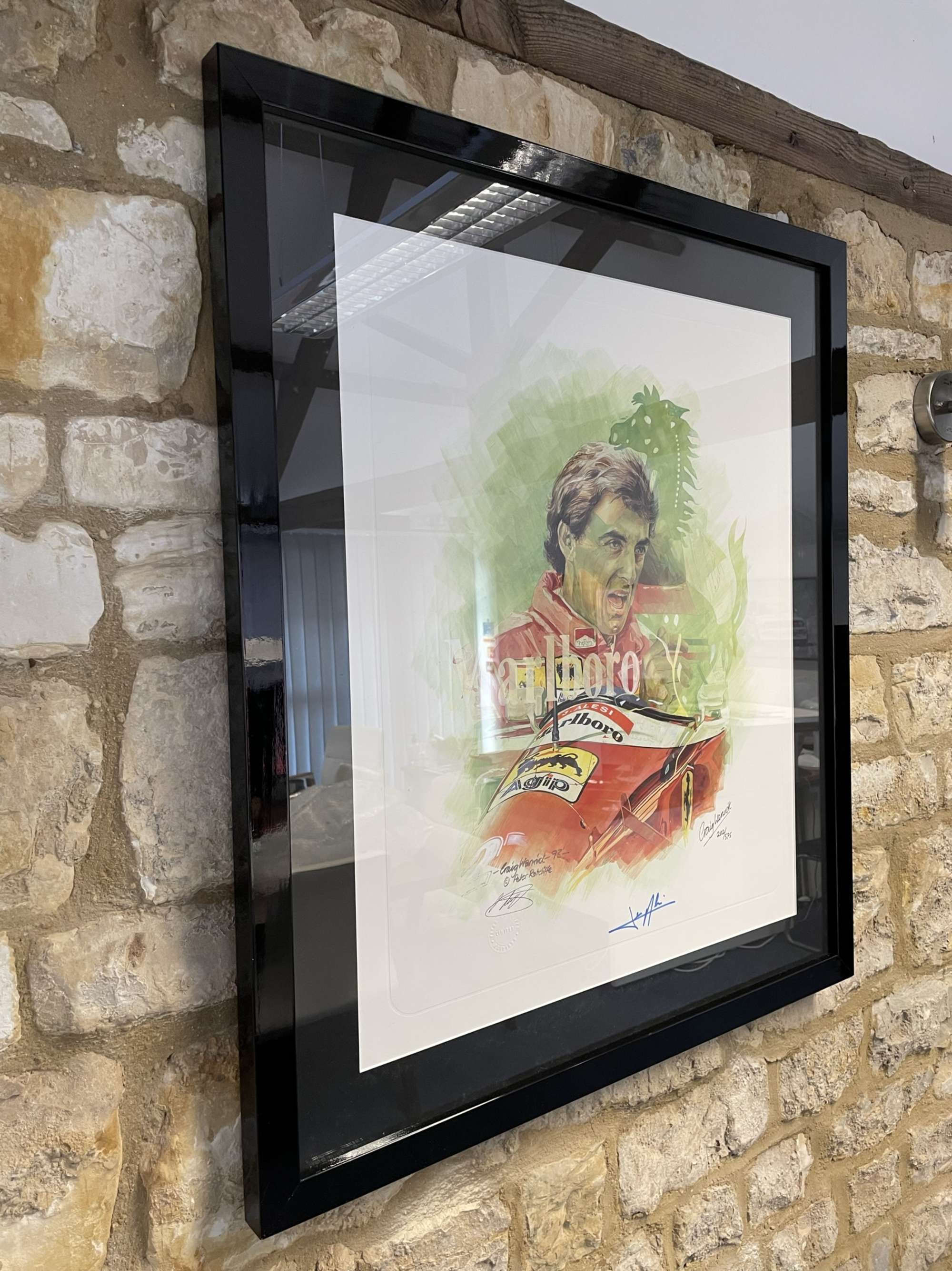 Jean Alesi Framed and Signed Collage Print by Craig Warwick-Auction Lot