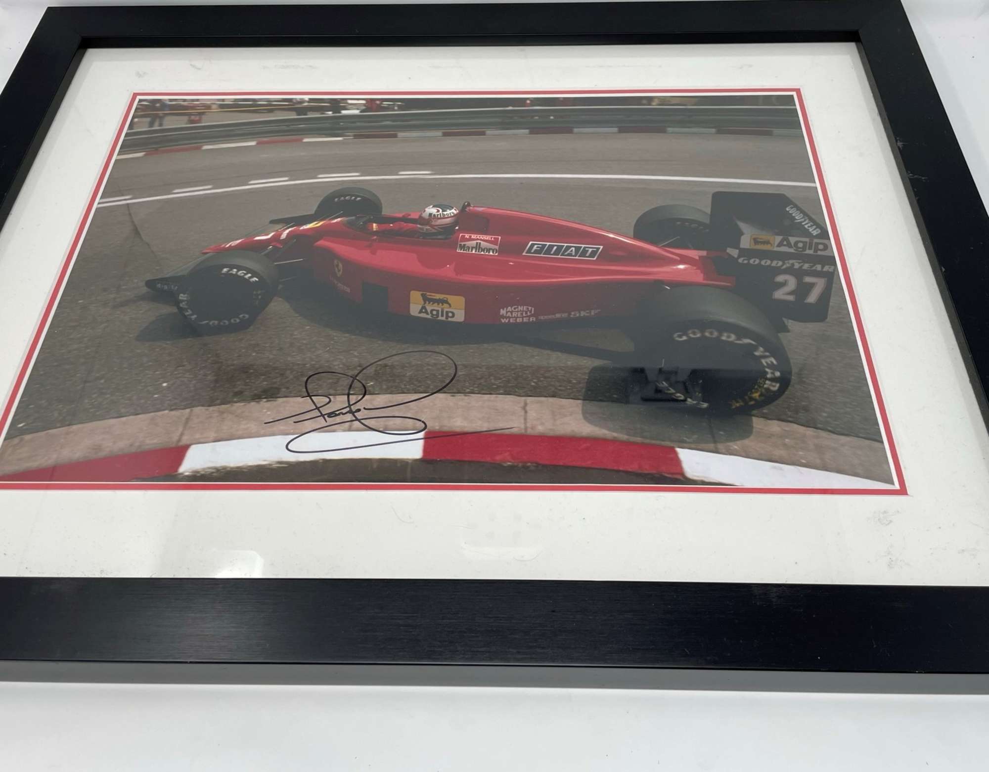 Nigel Mansell Ferrari Framed Signed Print-Sold