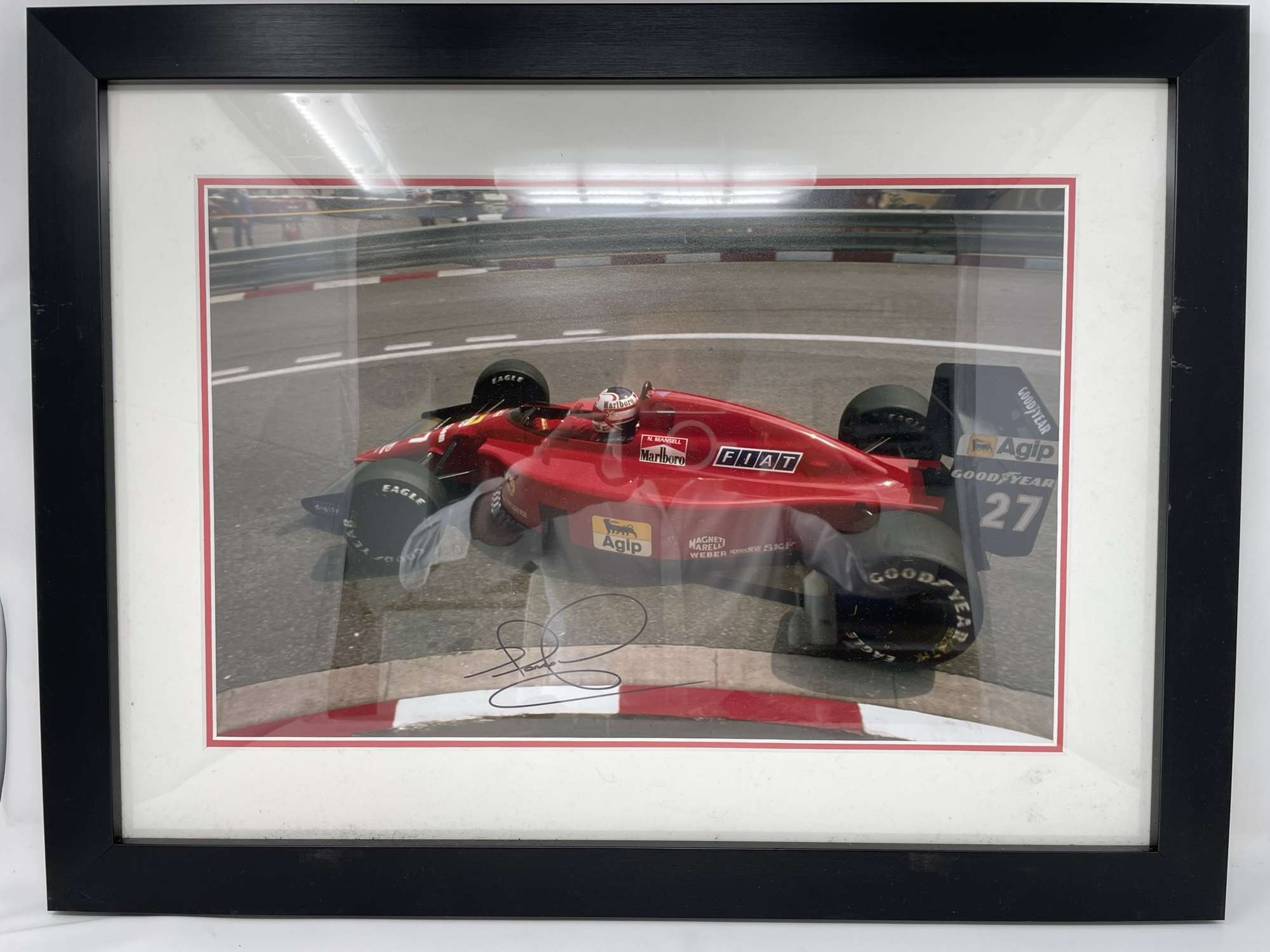 Nigel Mansell Ferrari Framed Signed Print-Sold