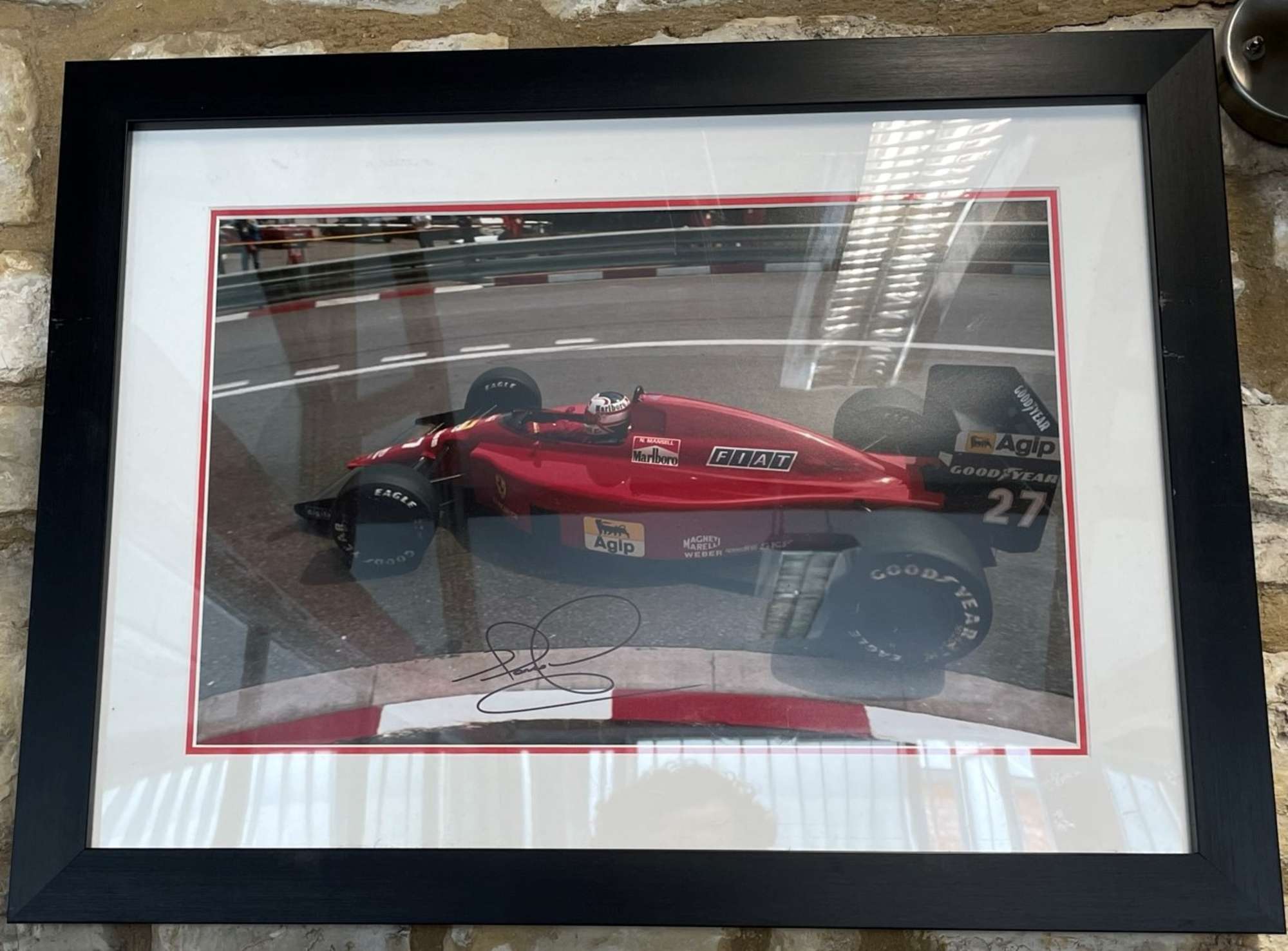 Nigel Mansell Ferrari Framed Signed Print-Sold