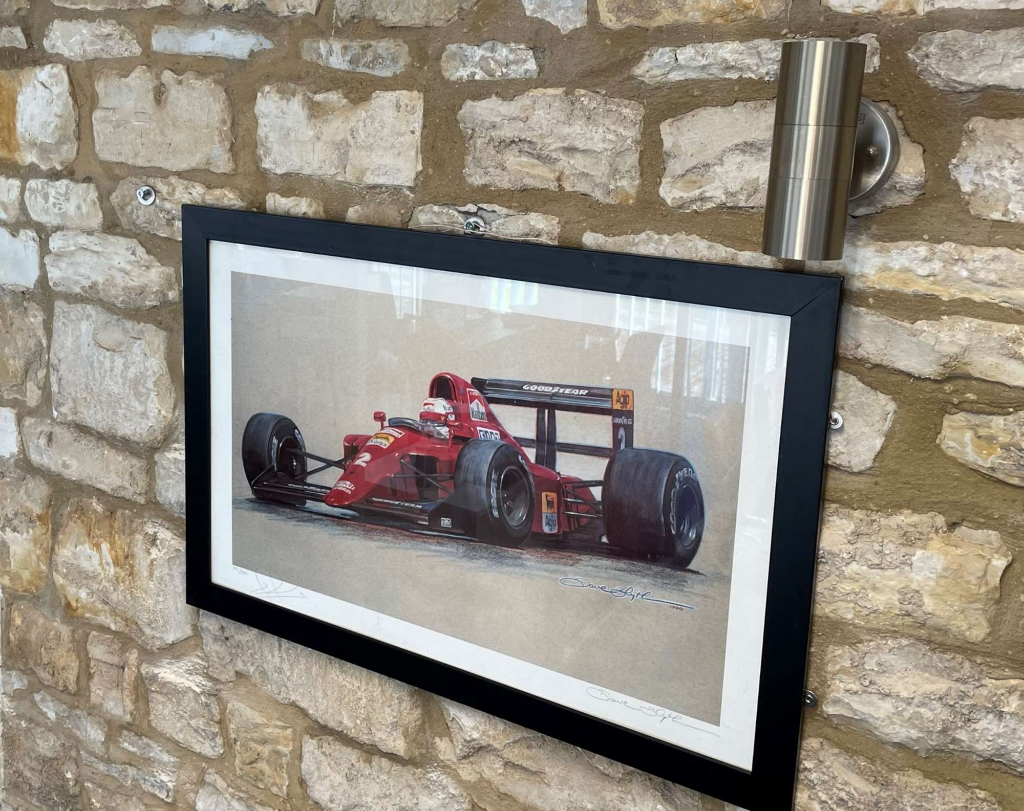 Signed Framed Print of Nigel Mansell in the Ferrari 614B -Sold