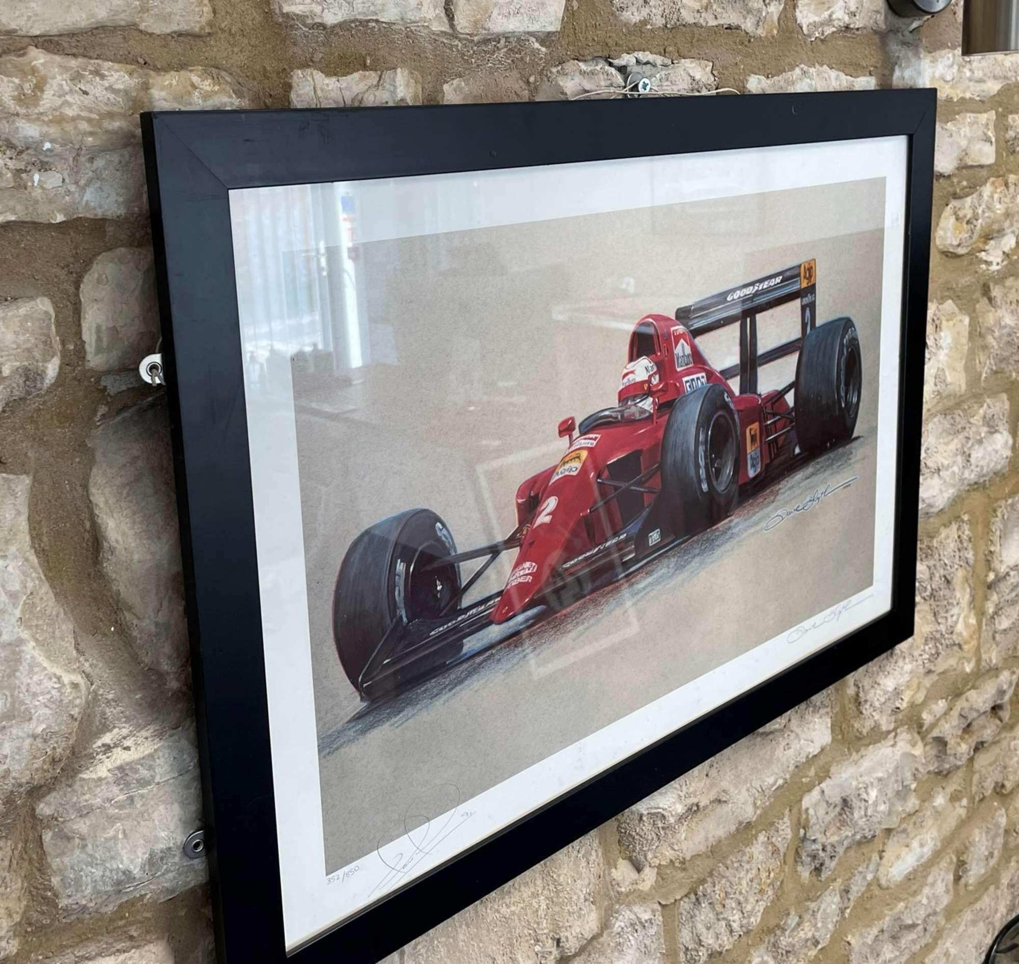 Signed Framed Print of Nigel Mansell in the Ferrari 614B -Sold
