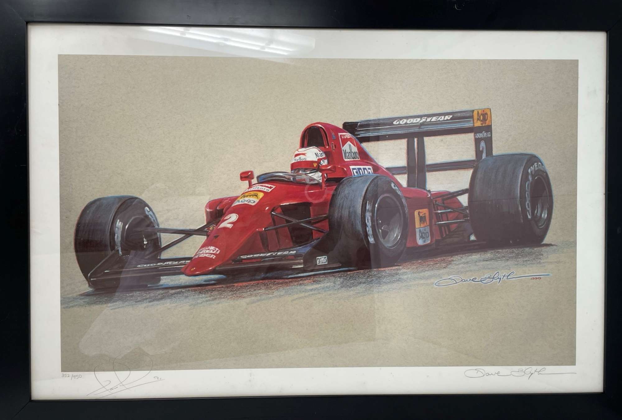 Signed Framed Print of Nigel Mansell in the Ferrari 614B -Sold