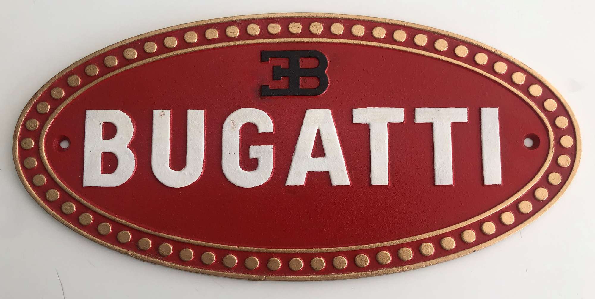 Compact Bugatti Cast and Hand Painted Wall Sign-Sold