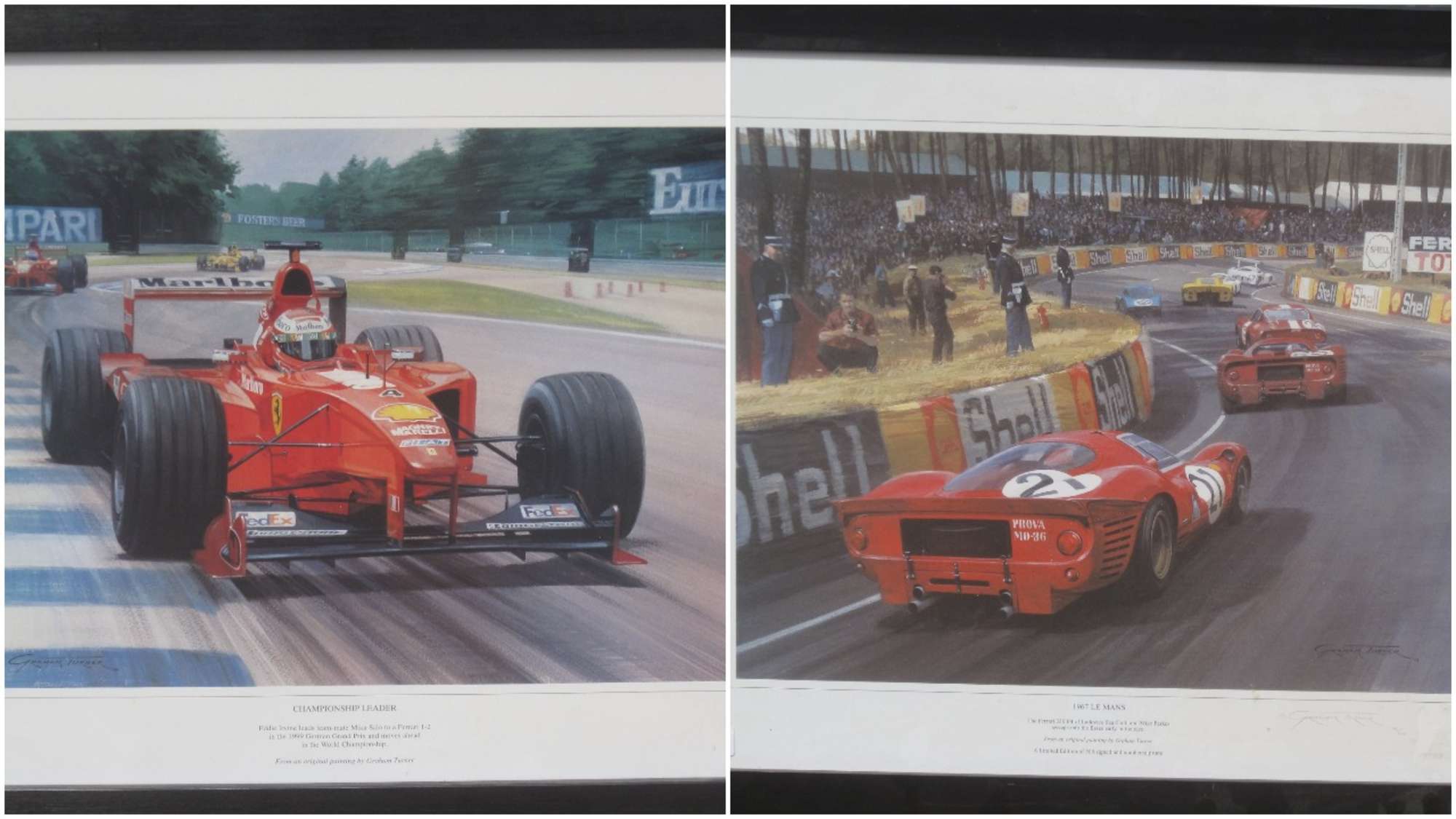 A Pair of Graham Turner Limited Edition Framed Ferrari Print-Sold