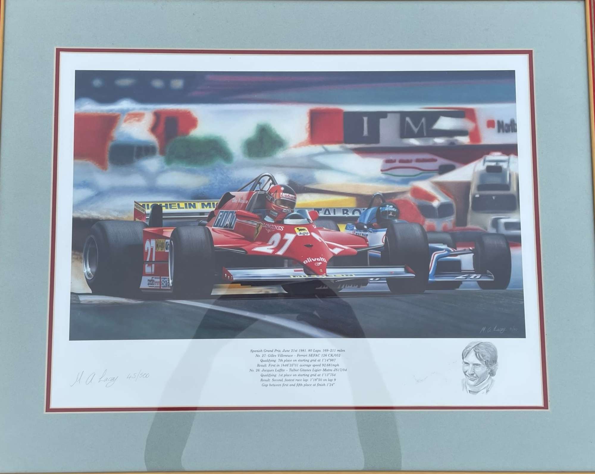 Six Assorted Racing Ferrari Prints-Sold