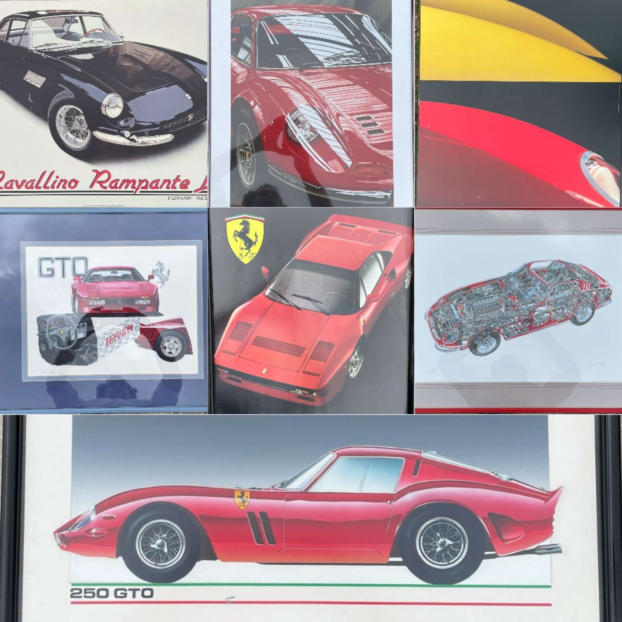 A Mix of 7 Ferrari Road Car Prints-Sold