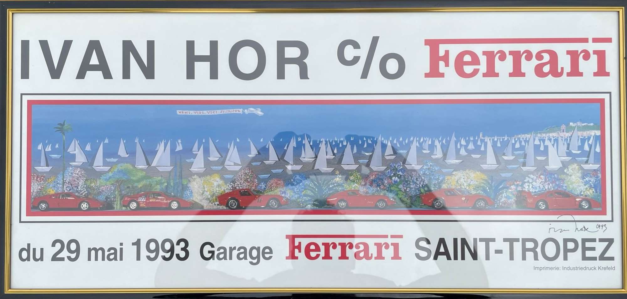Ivan Hor Ferrari Saint Tropez Garage Poster-Sold