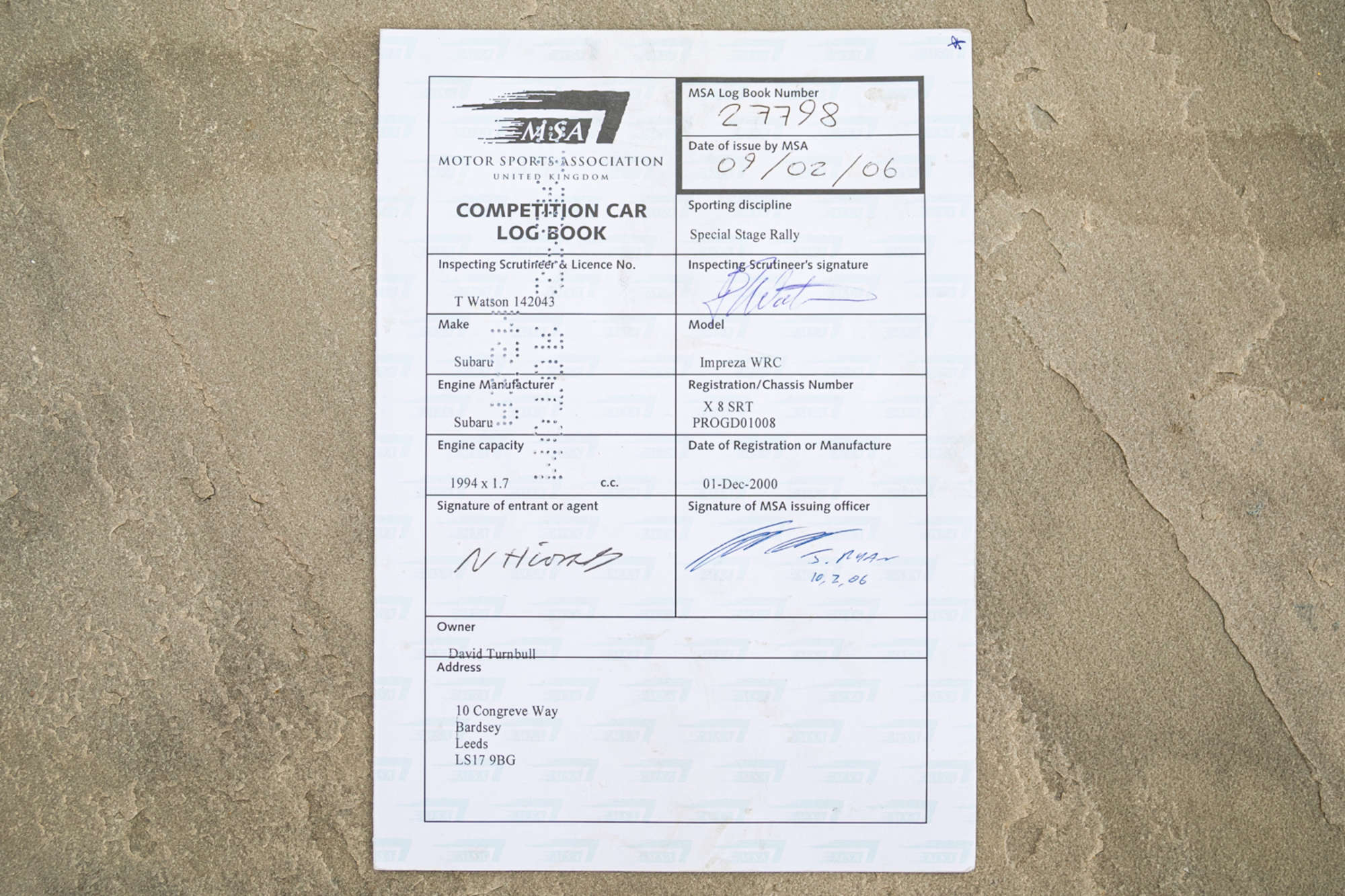 2001 Subaru Impreza WRC Ex-Richard Burns-Sold