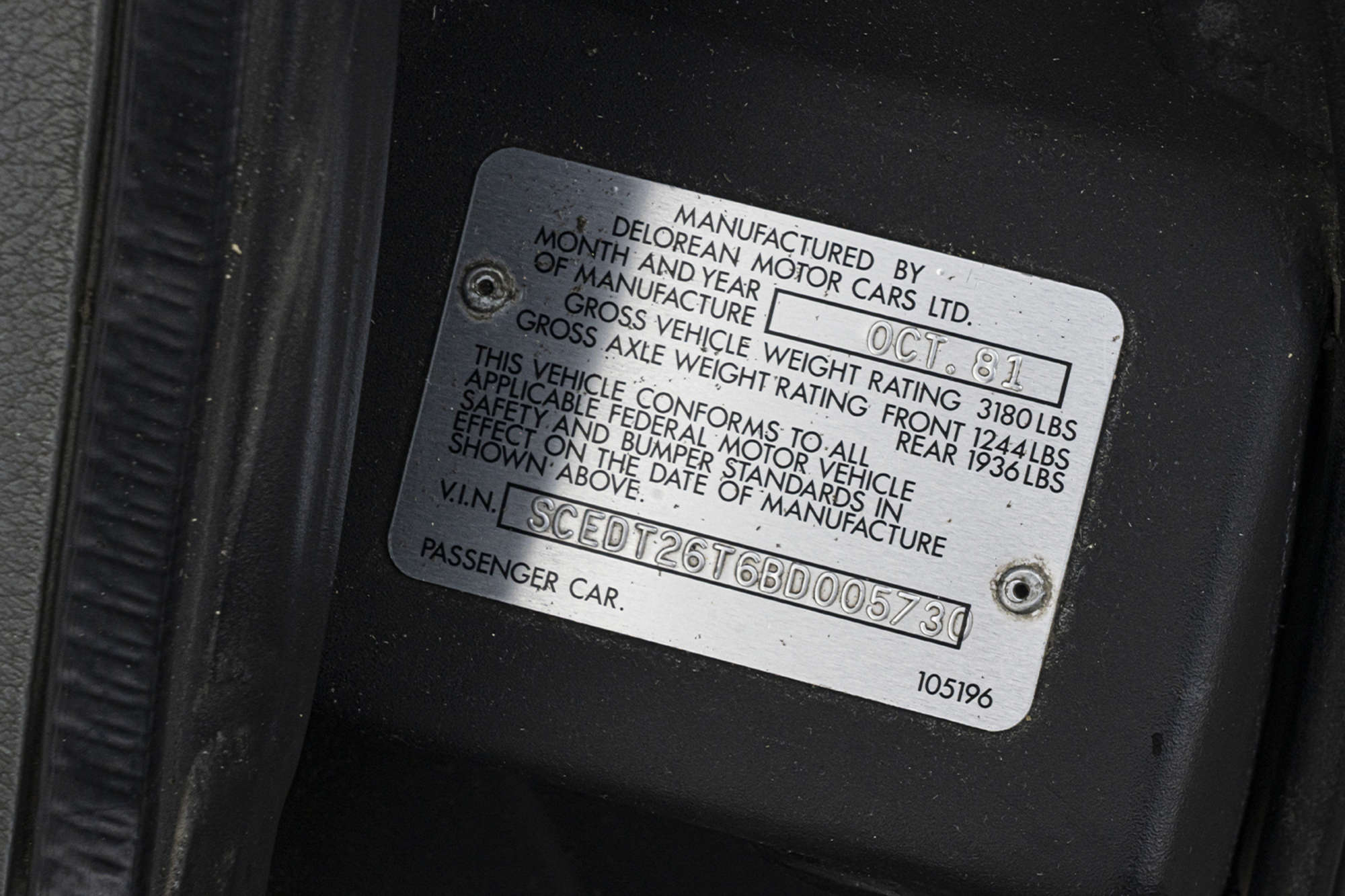 1981 DeLorean DMC-12 - 1 of 3 'Factory AXI' Right-Hand Drive-Sold