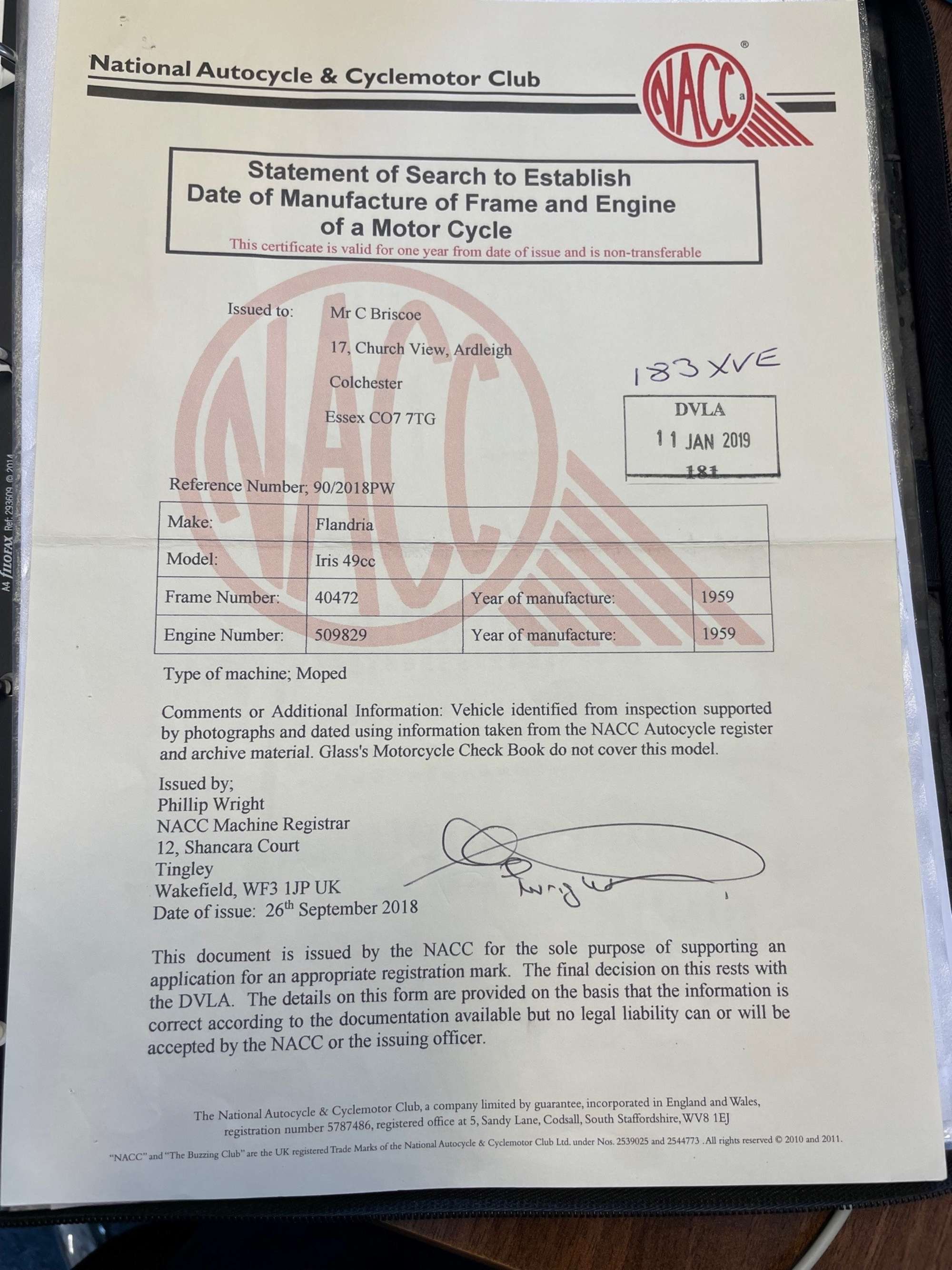 1959 Flandria Iris 49cc-Sold