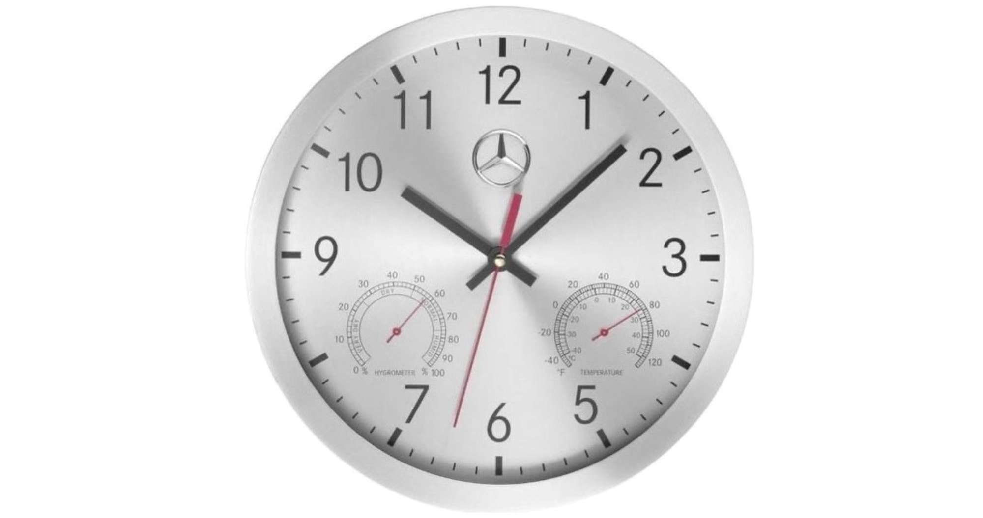 A Fine Mercedes-Benz Wall Clock in Brushed Aluminium-Sold