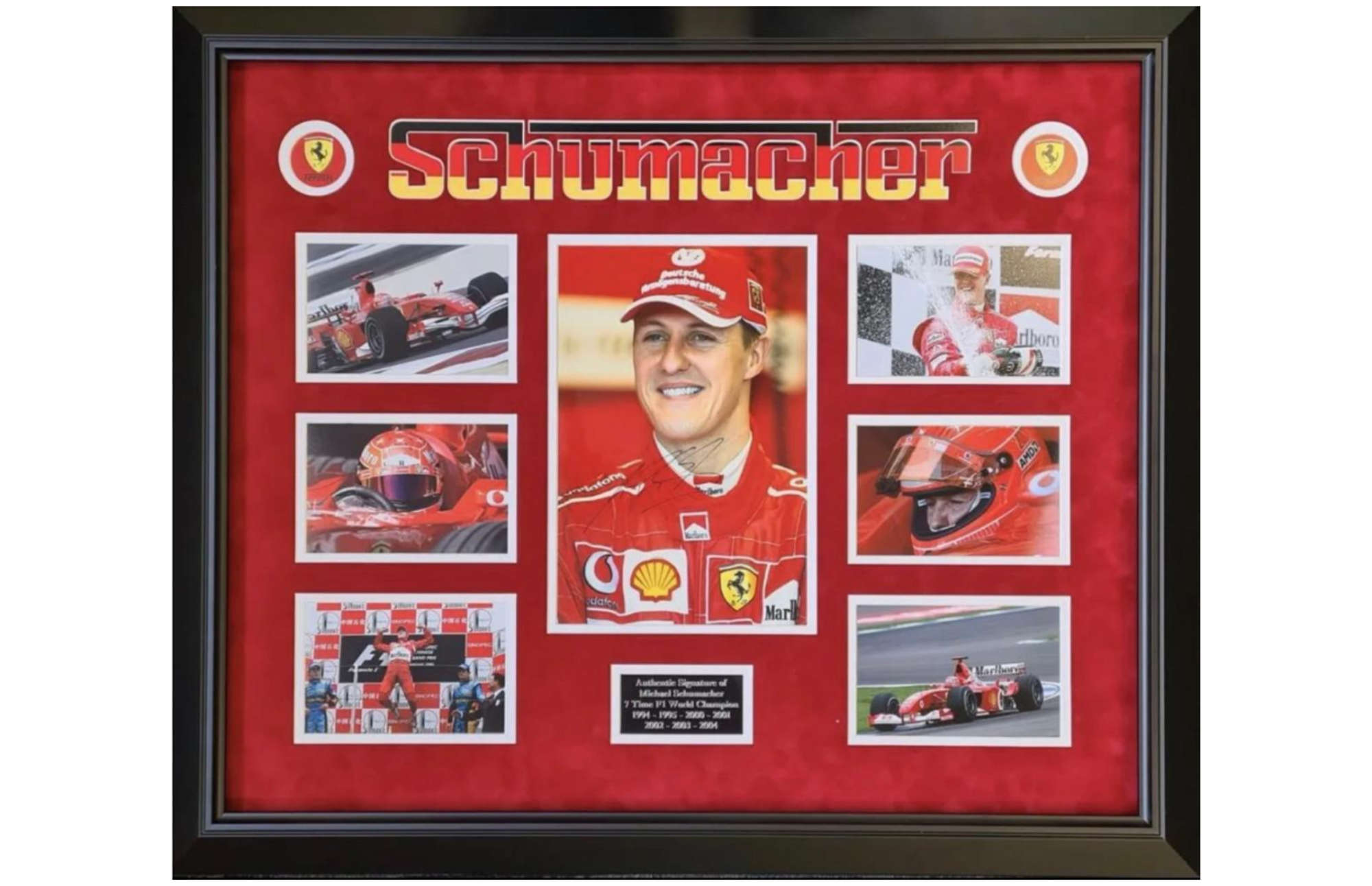 A Superb Framed Michael Schumacher Montage with a Hand-Signe-Sold