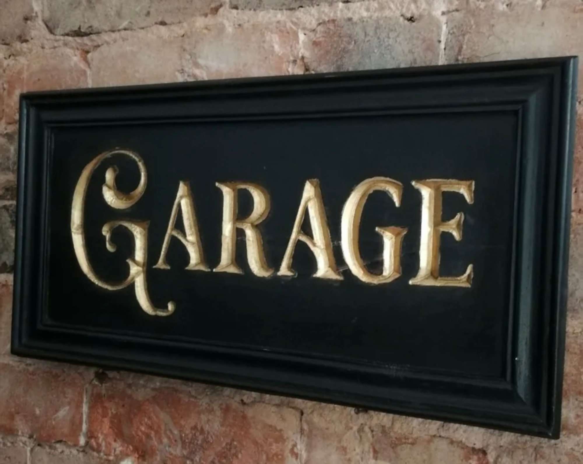 A Beautiful Hand-Carved Wooden 'Garage' Wall Sign -Sold