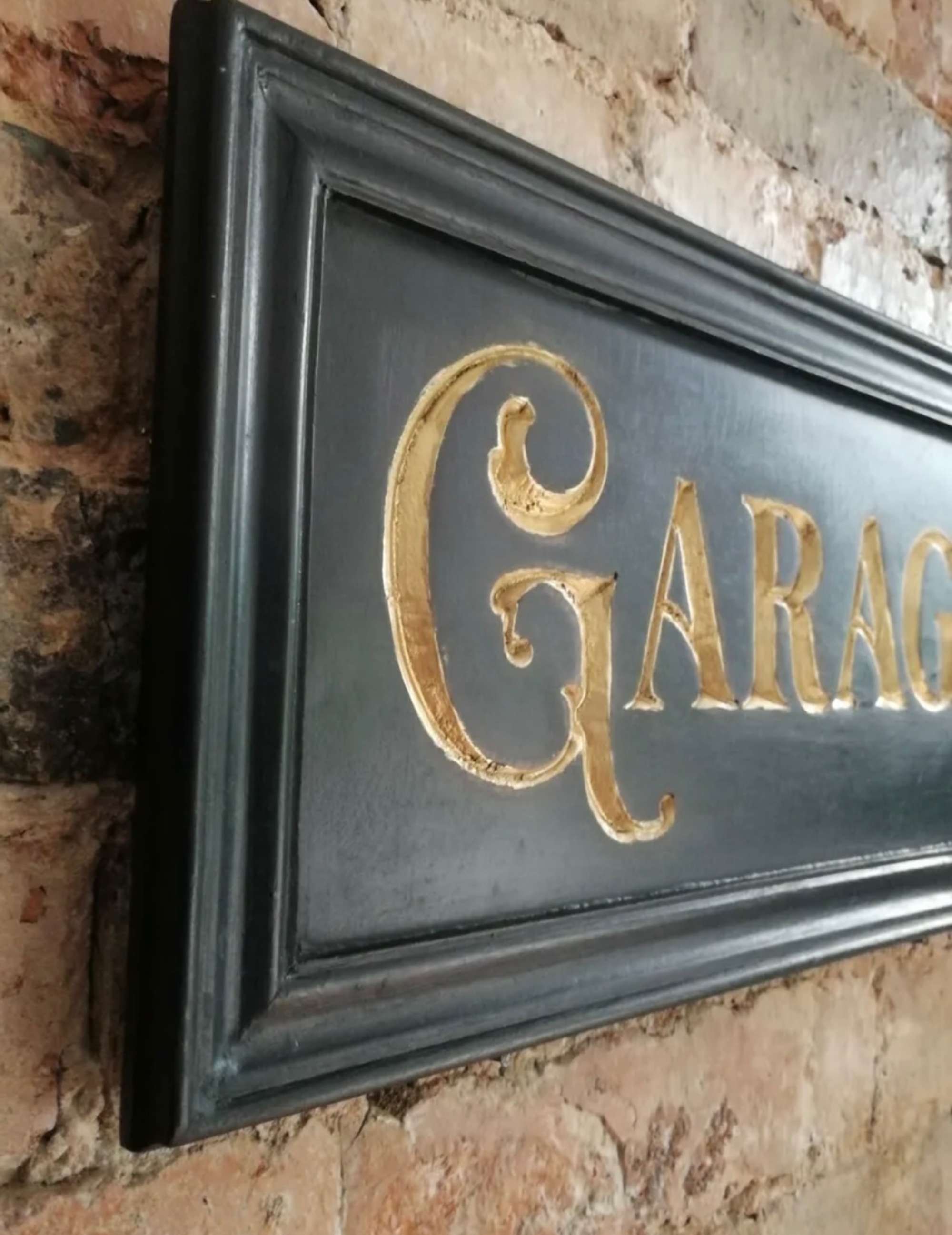 A Beautiful Hand-Carved Wooden 'Garage' Wall Sign -Sold