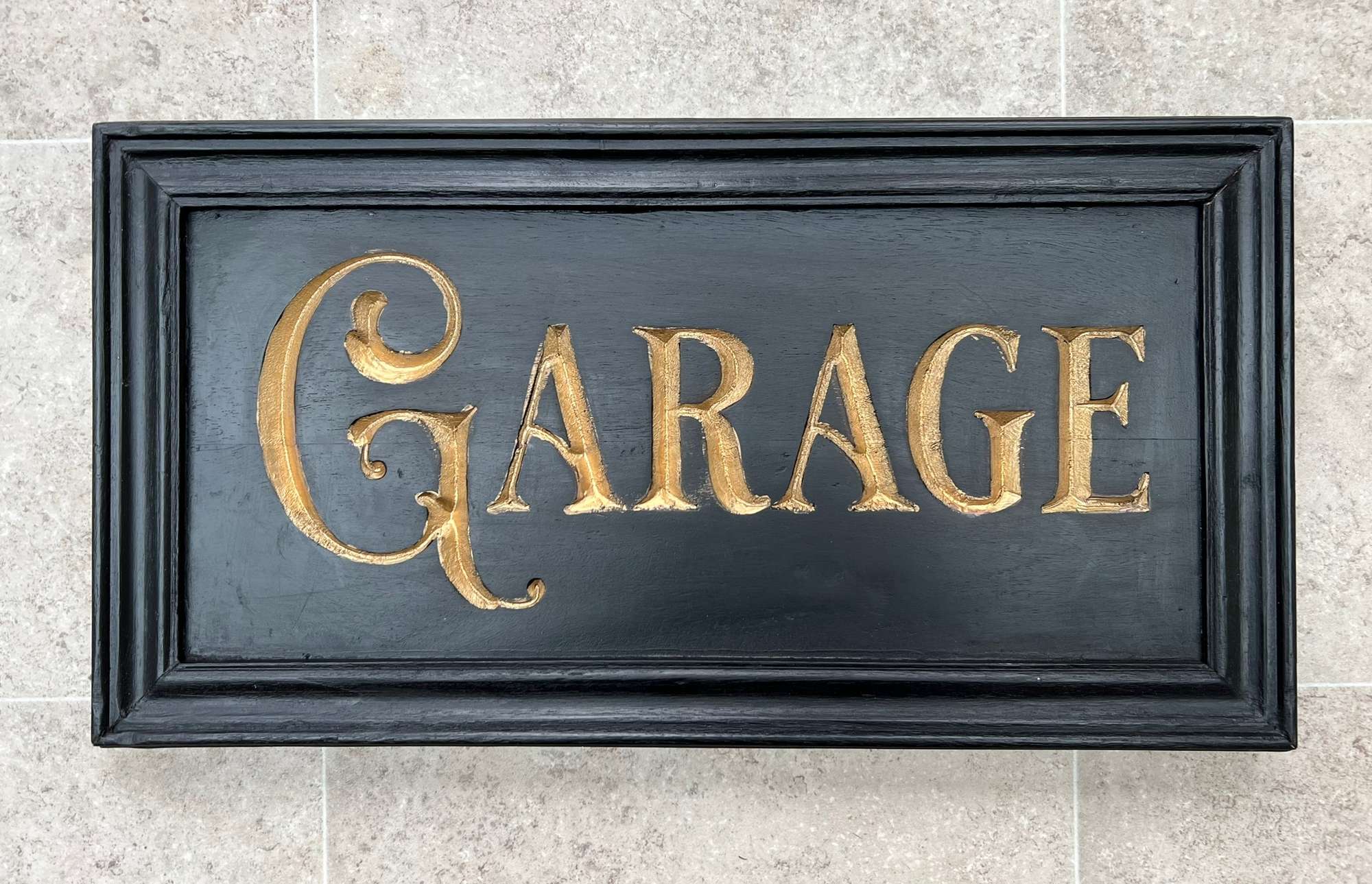 A Beautiful Hand-Carved Wooden 'Garage' Wall Sign -Sold