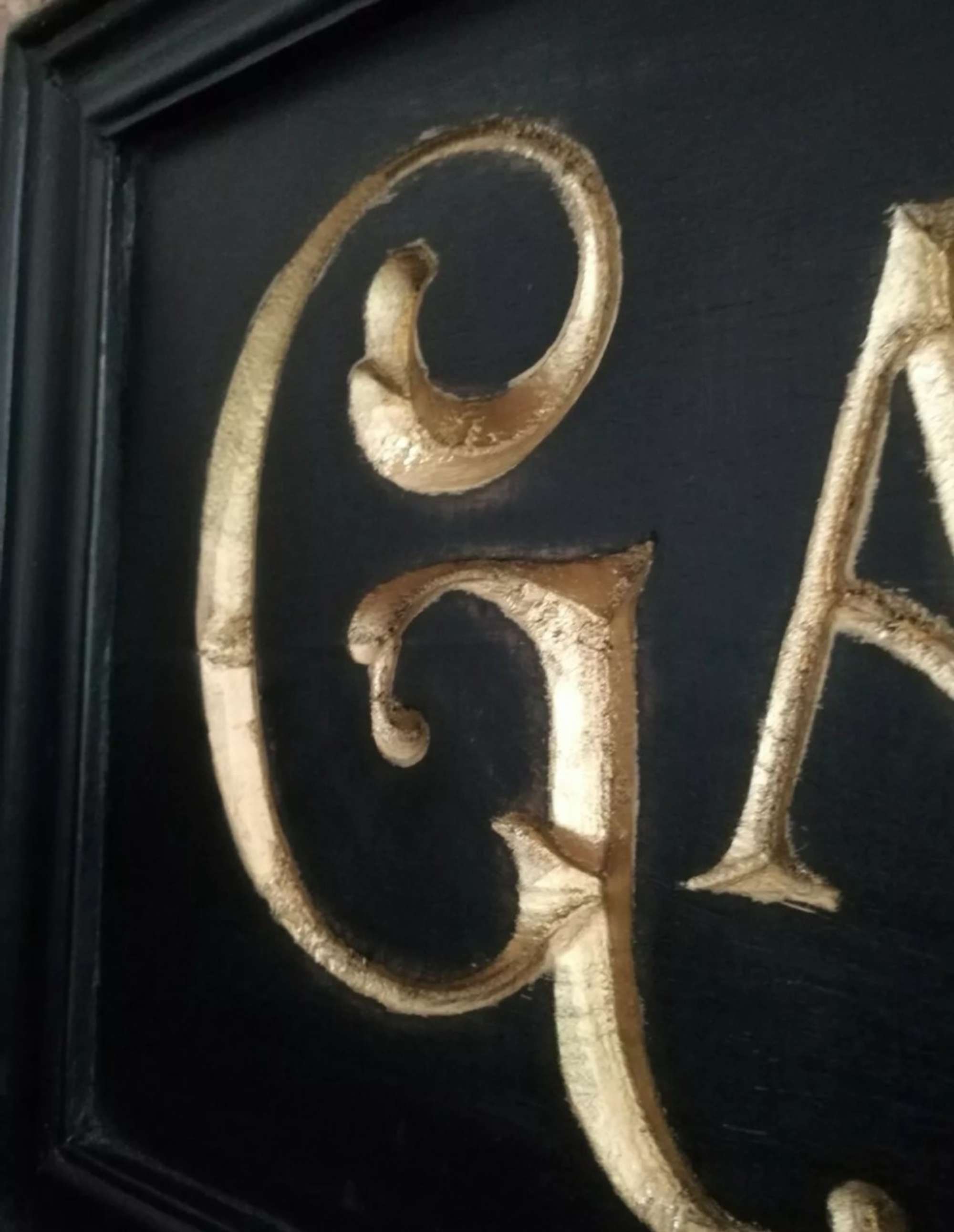 A Beautiful Hand-Carved Wooden 'Garage' Wall Sign -Sold