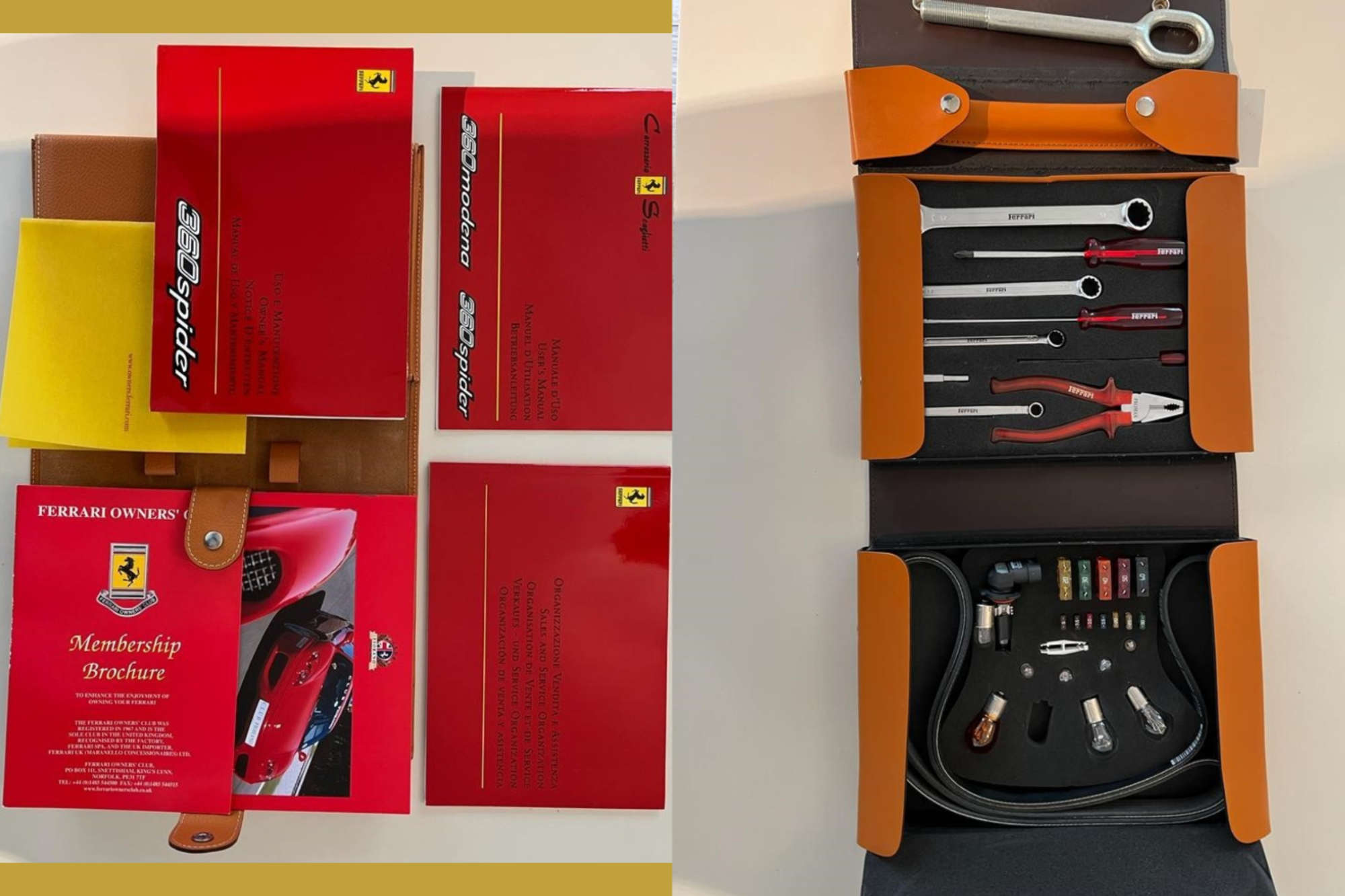 Ferrari 360 Modena and Spider Toolkit and Manual Set-Sold