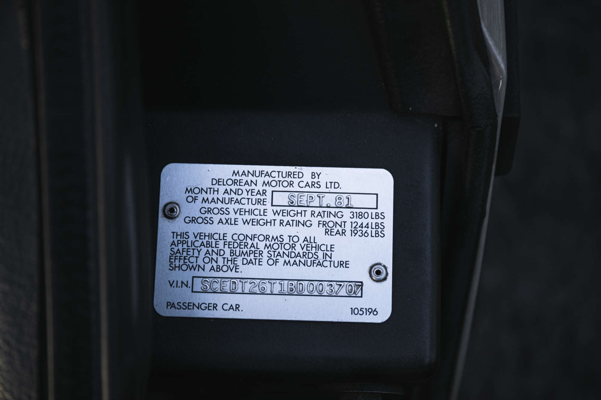 1981 DeLorean DMC-12 - Manual-Auction Lot