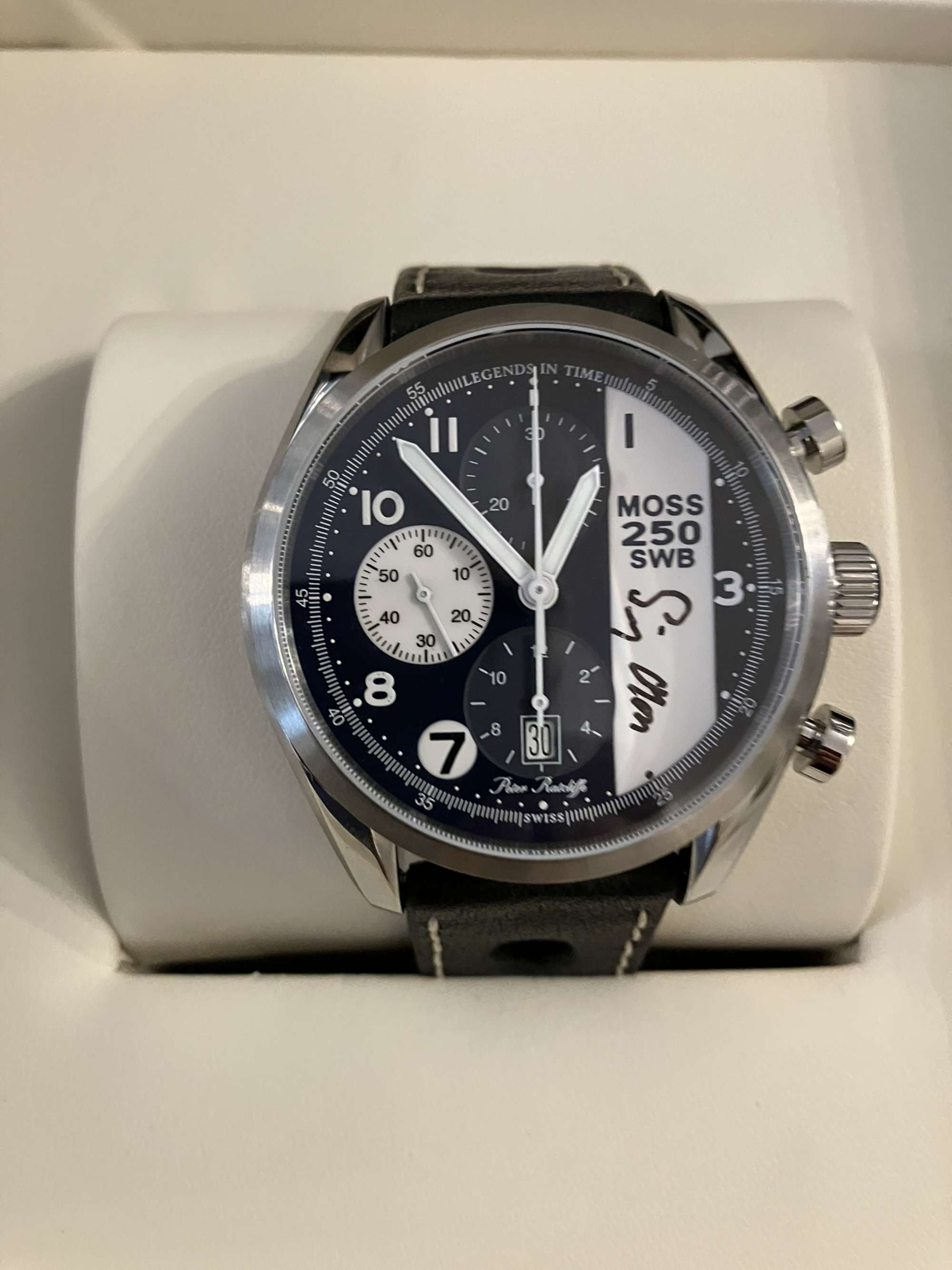 Hand Signed Stirling Moss Ferrari 250 SWB Chronograph-Auction Lot