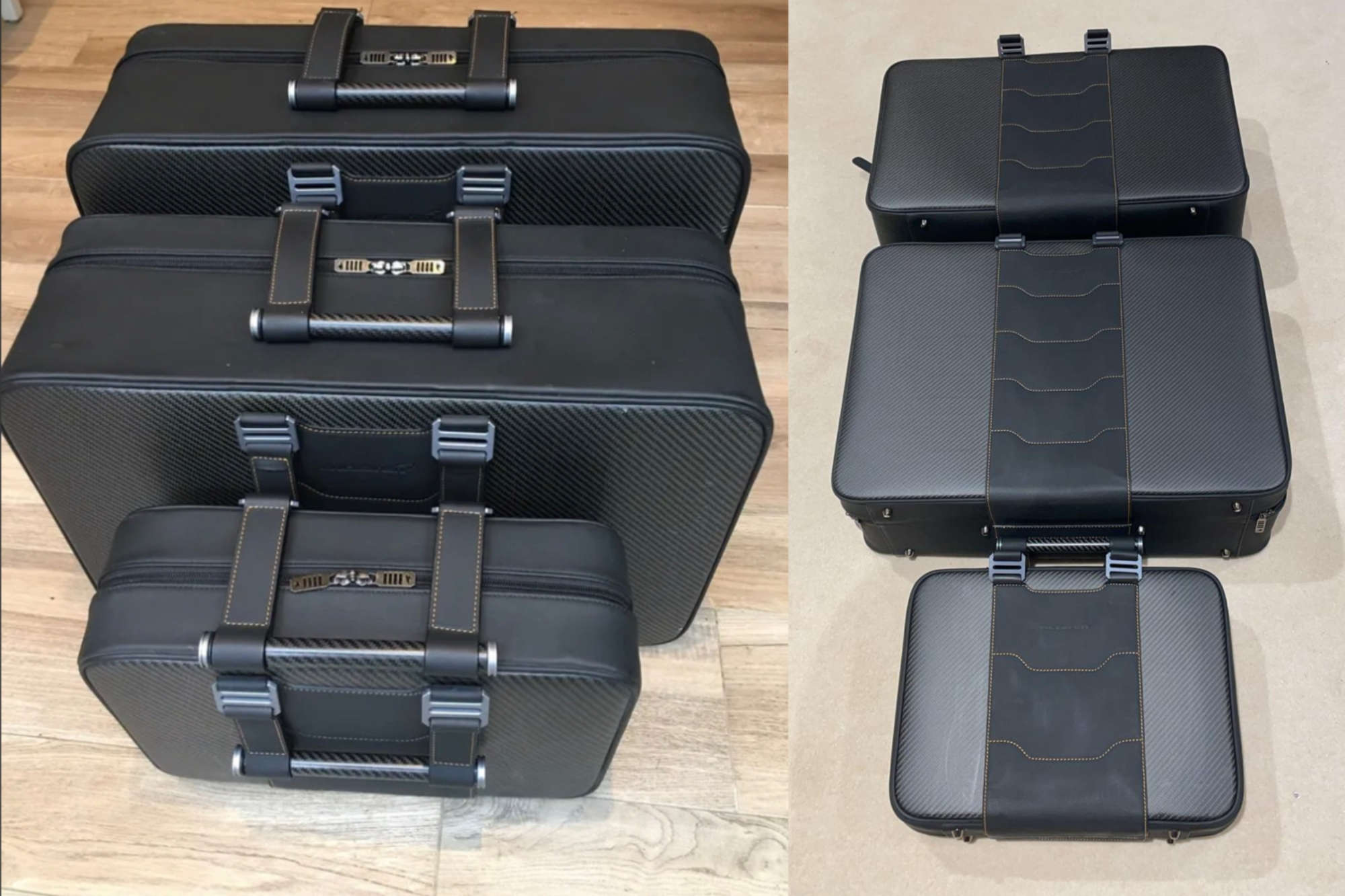 McLaren MP4 12C, 650s or 675LT OEM Leather and Carbon Fibre Luggage Set