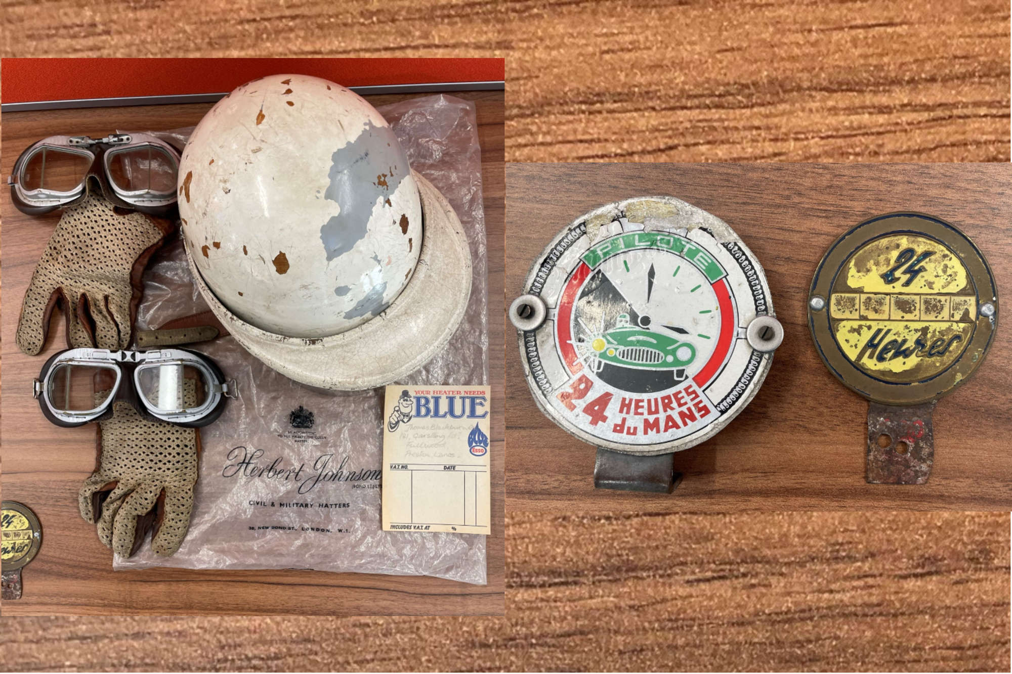 Racing Drivers Crash Helmet Ensemble c.1950s