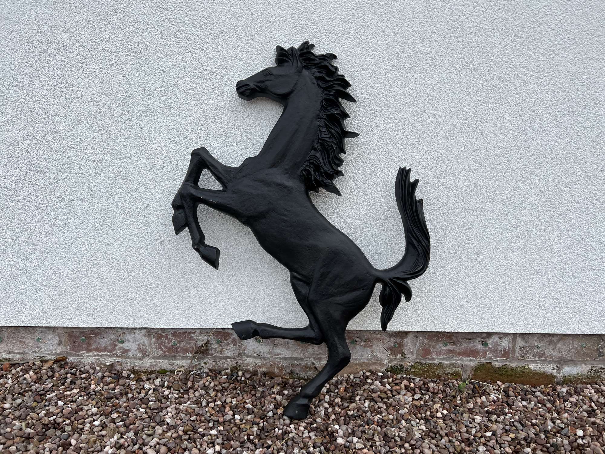 Large Aluminium Cavallino Prancing Horse in Black